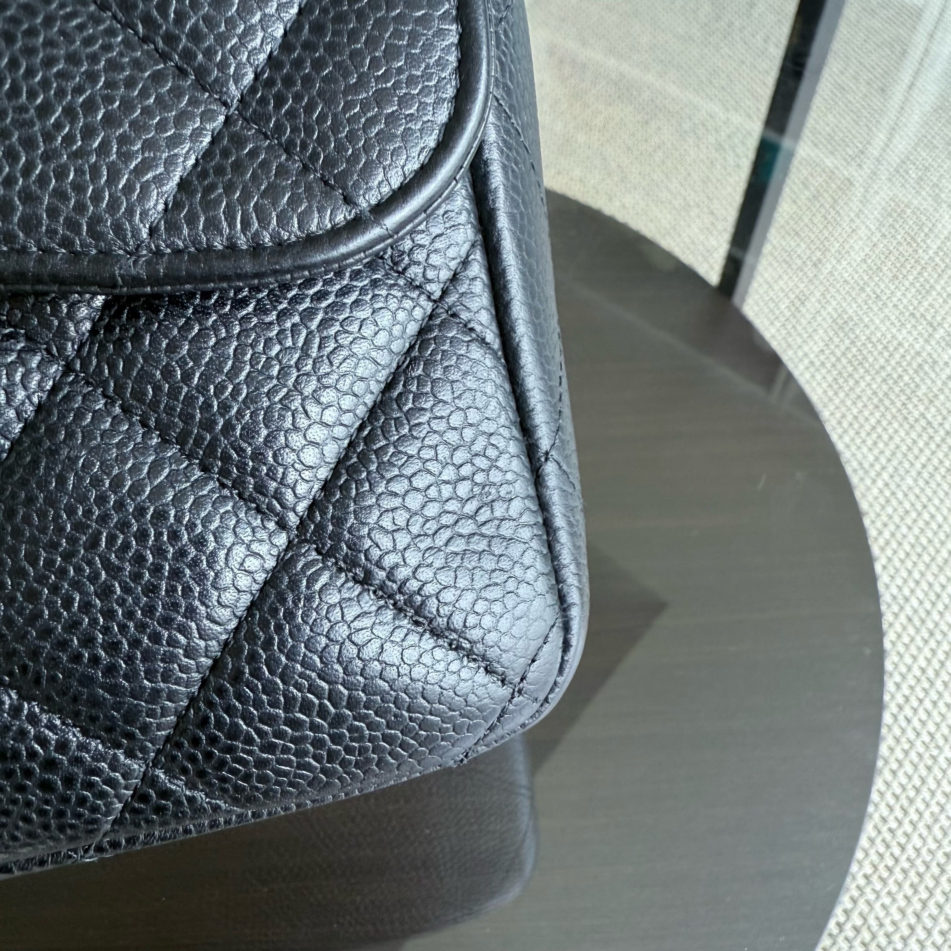 Chanel Classic Flap Jumbo - Caviar Single Flap 30CM Quilted Black Silver Hardware Series 13