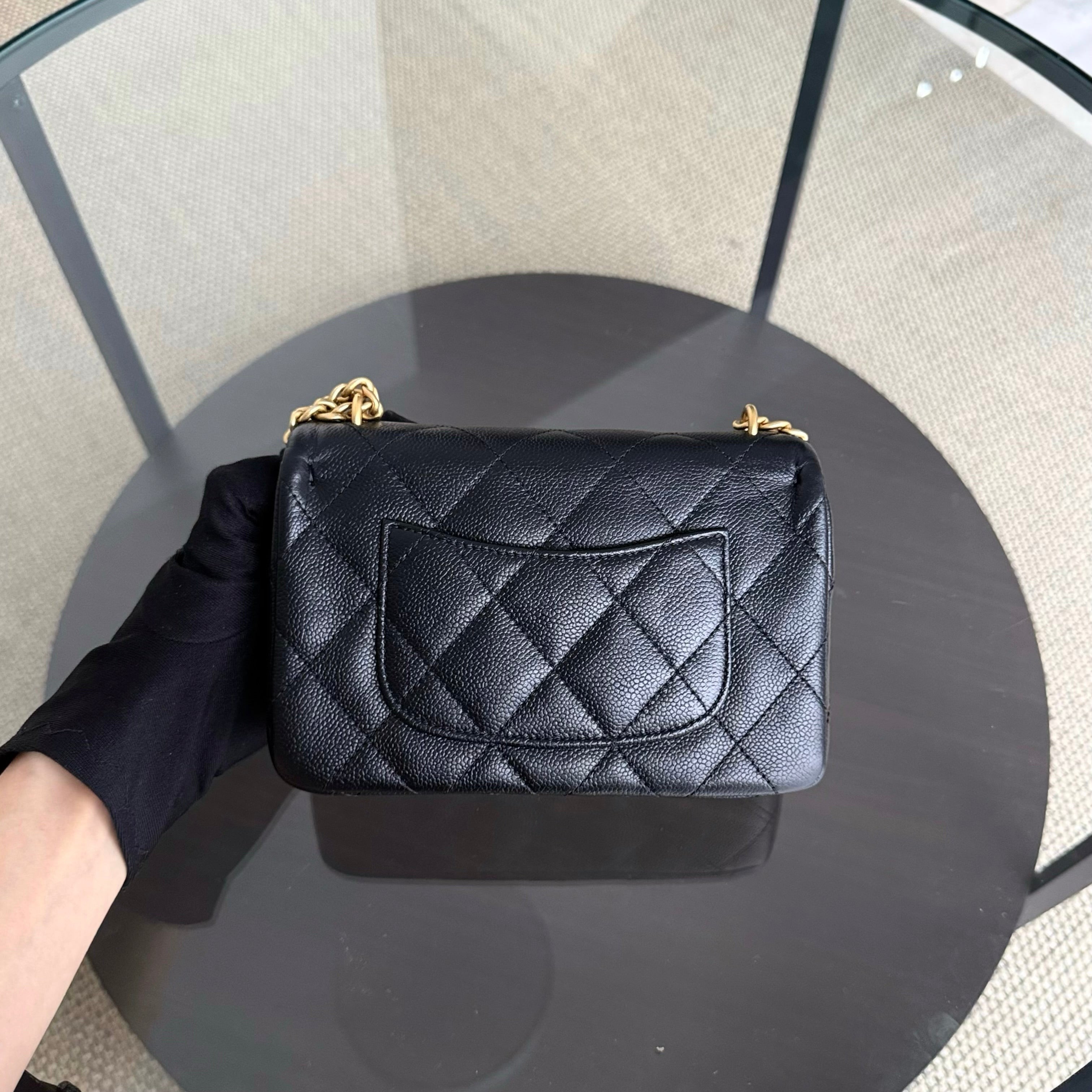 Chanel Flap Mini Sweetheart 23P Adjustable Chain - Caviar Quilted Black Gold Hardware Microchip