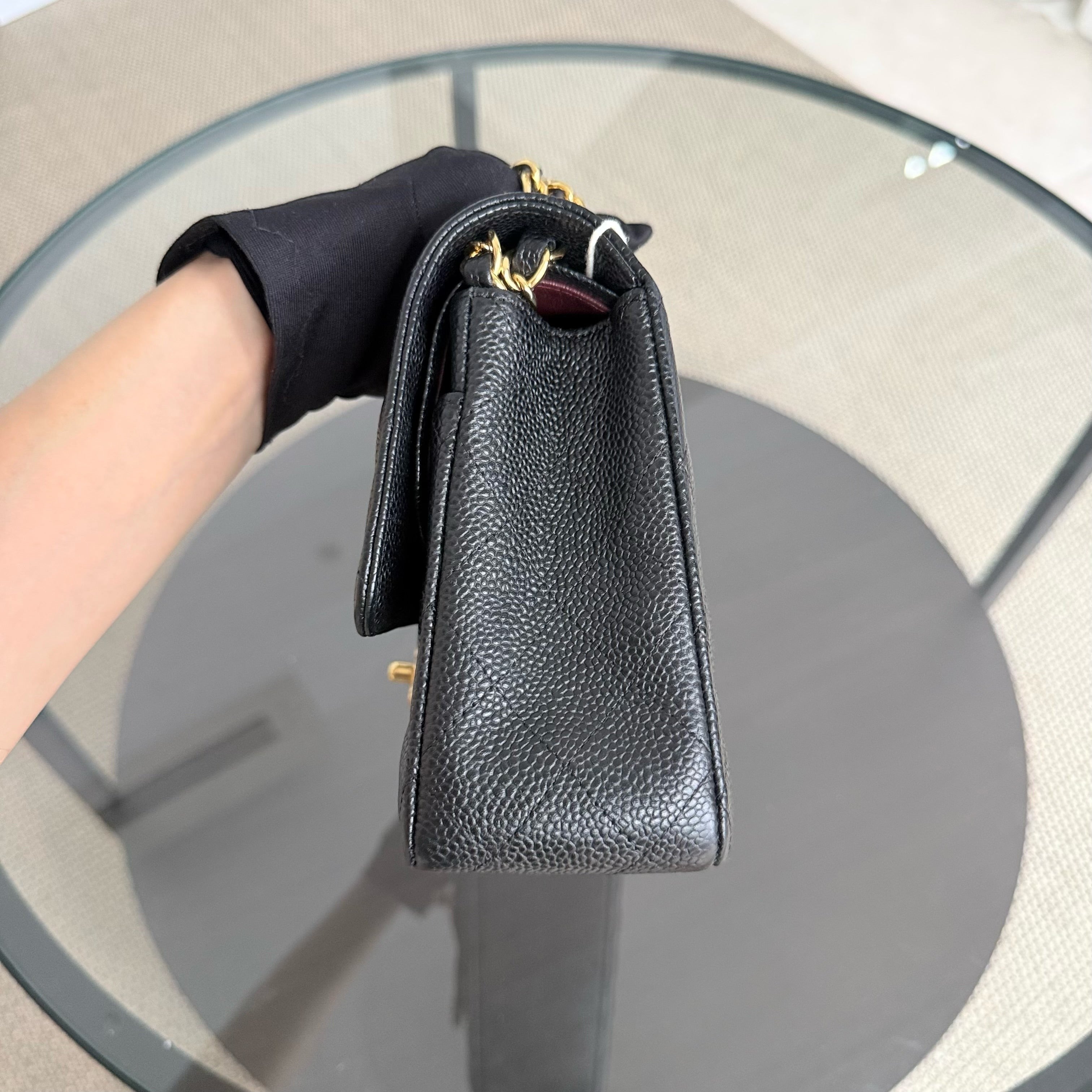 Chanel Classic Flap Medium - 25CM Quilted Caviar Black Gold Hardware Series 19