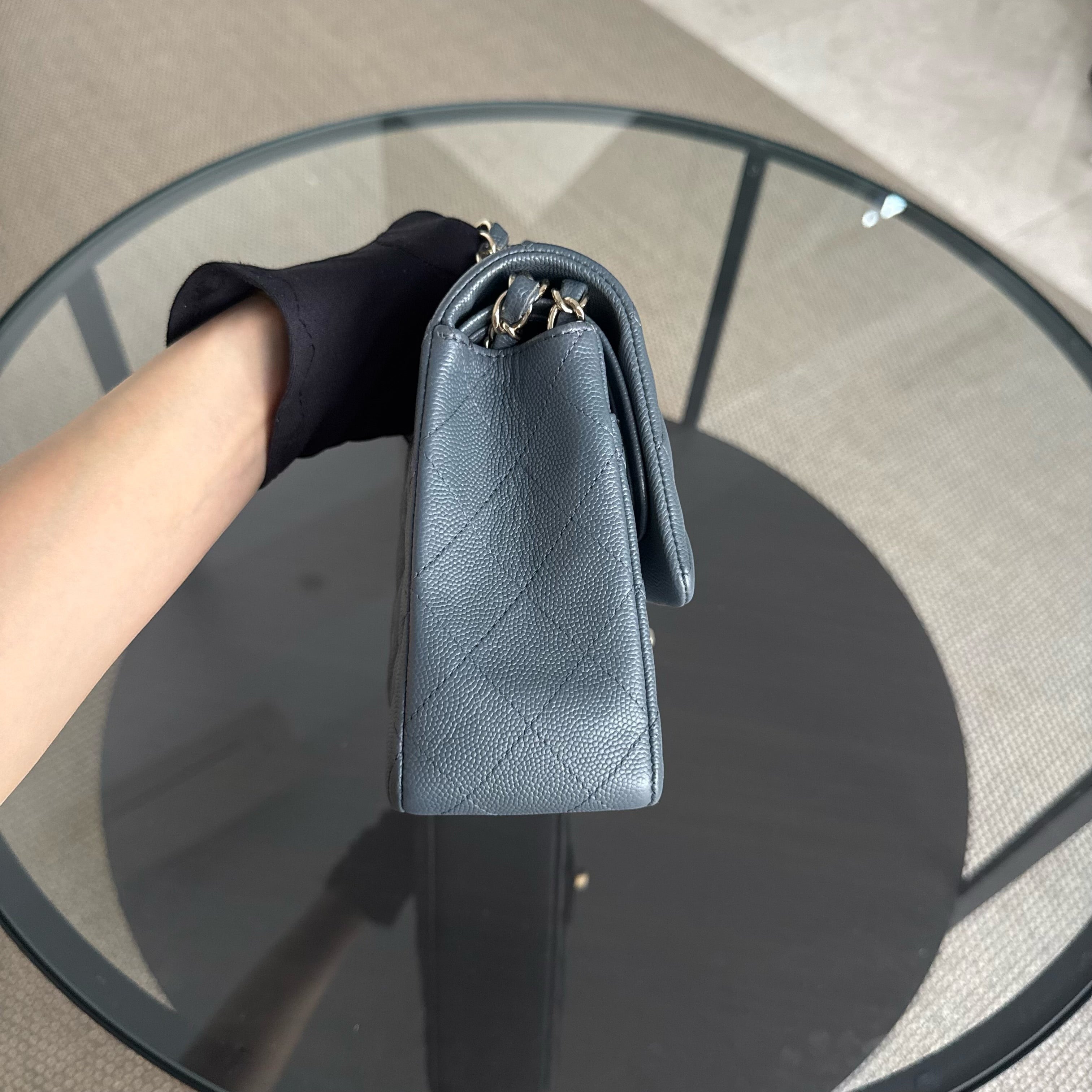 Chanel Classic Flap Medium - 25CM Quilted Caviar Dark Gray Gold Hardware Series 26