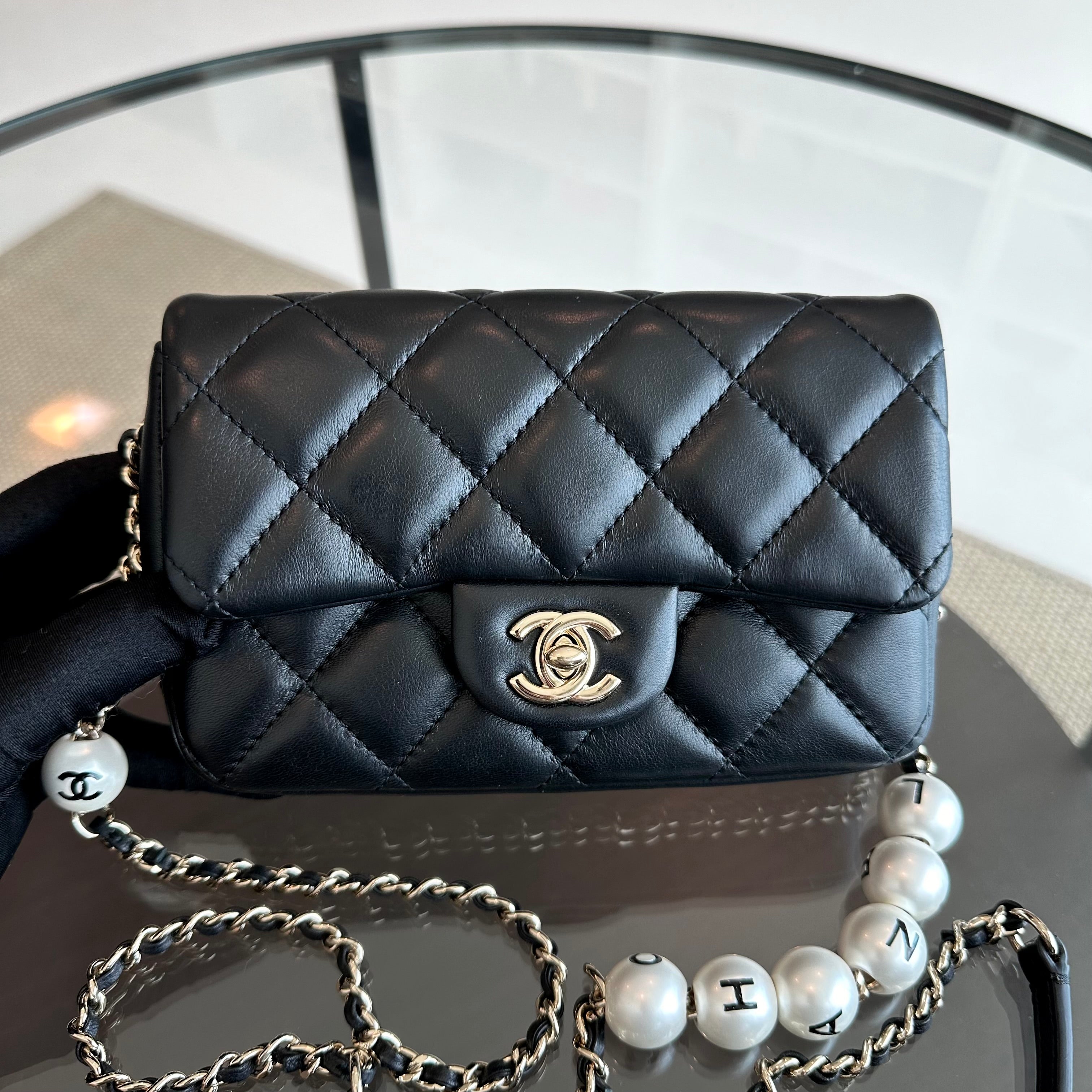 Chanel Pearl Mini Flap Quilted My Previous Lambskin Black GHW No 29