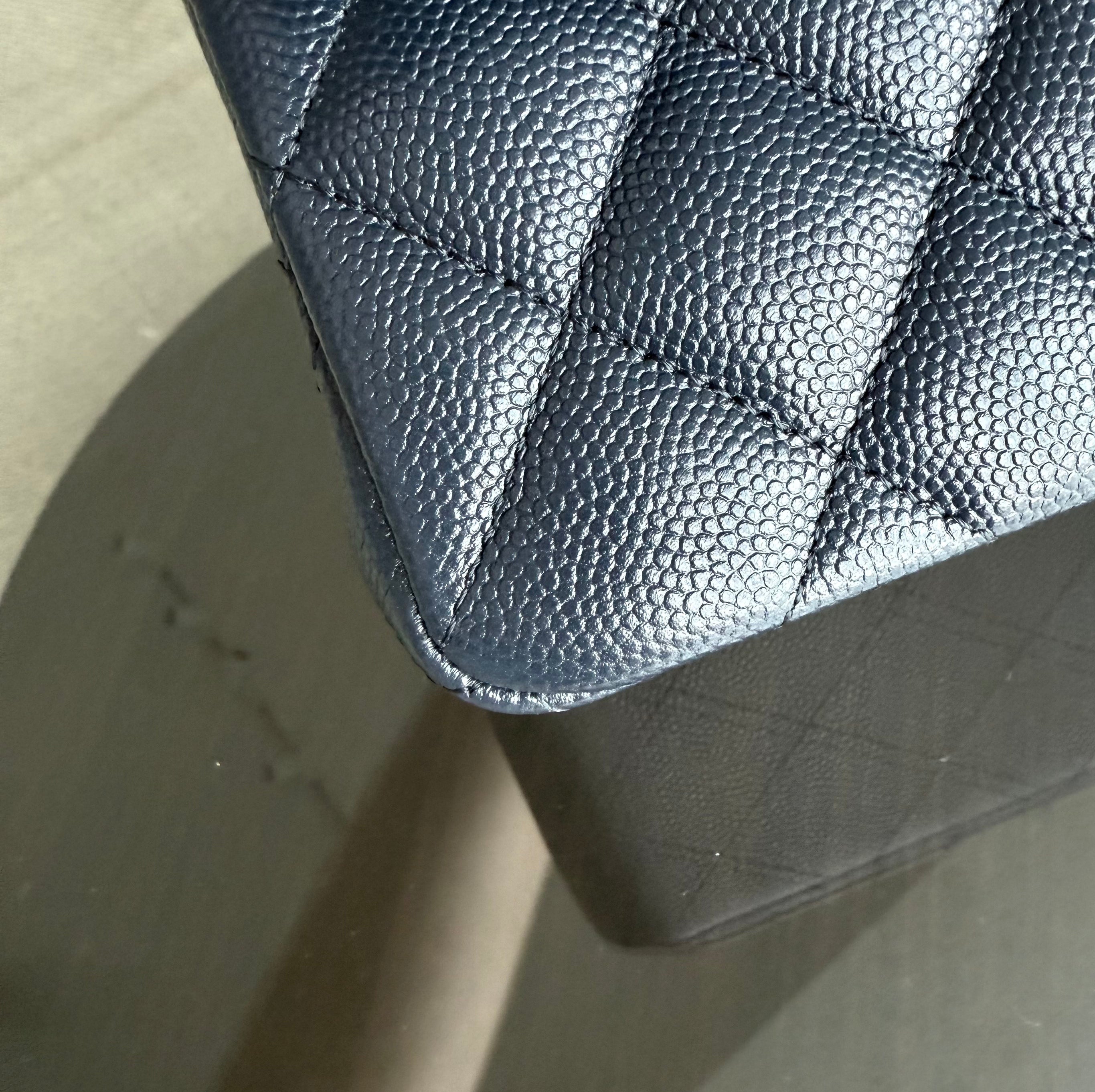 Chanel Classic Flap Small - Caviar 23CM Quilted Dark Midnight Blue Gold Hardware Series 31