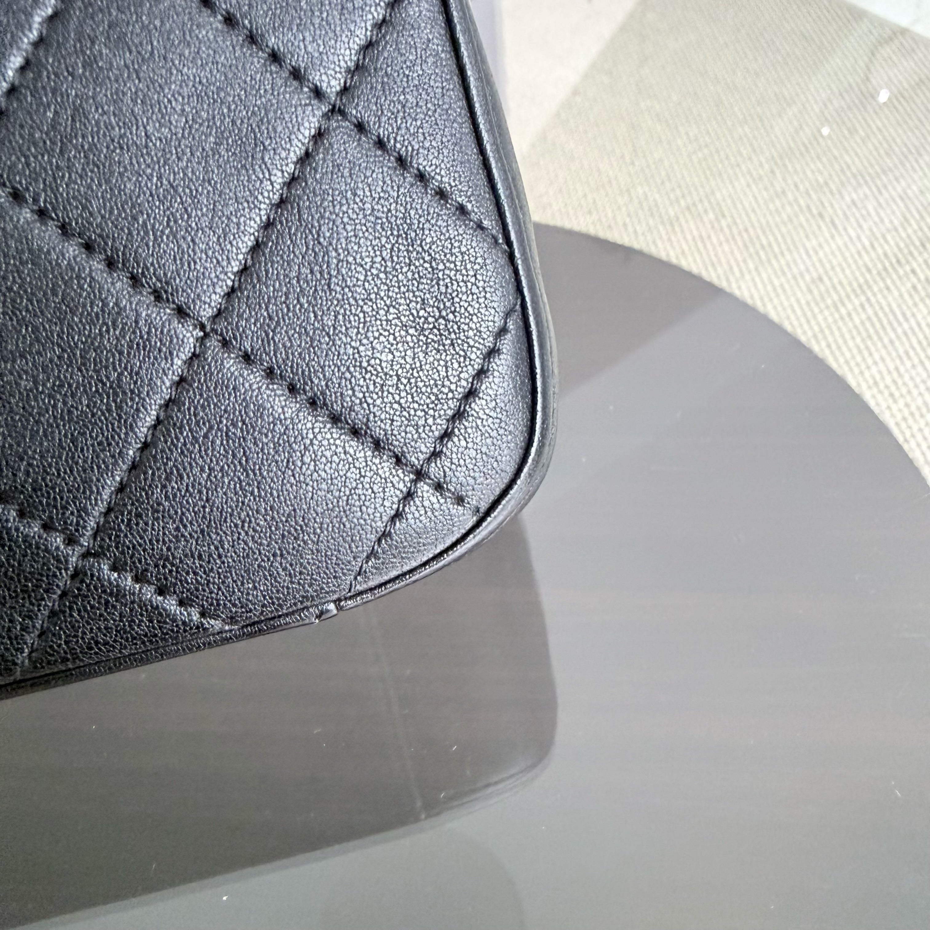 Chanel 19 Bag Flap - C19 With Top Handle Quilted Black Gold Hardware Series 28