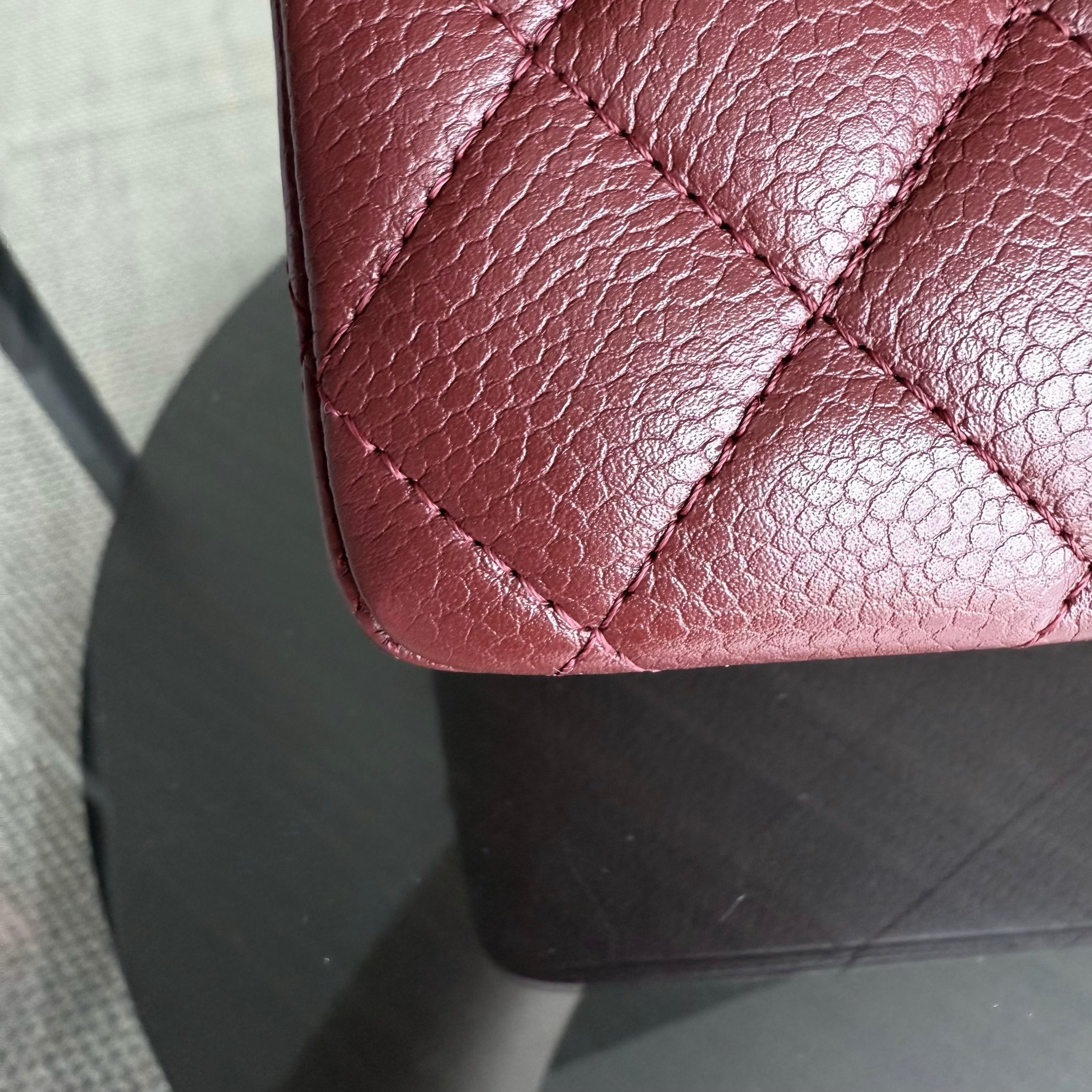 Chanel Classic Flap Medium - Caviar 25CM Quilted Grained Calfskin Burgundy Dark Red Silver Hardware Series 18