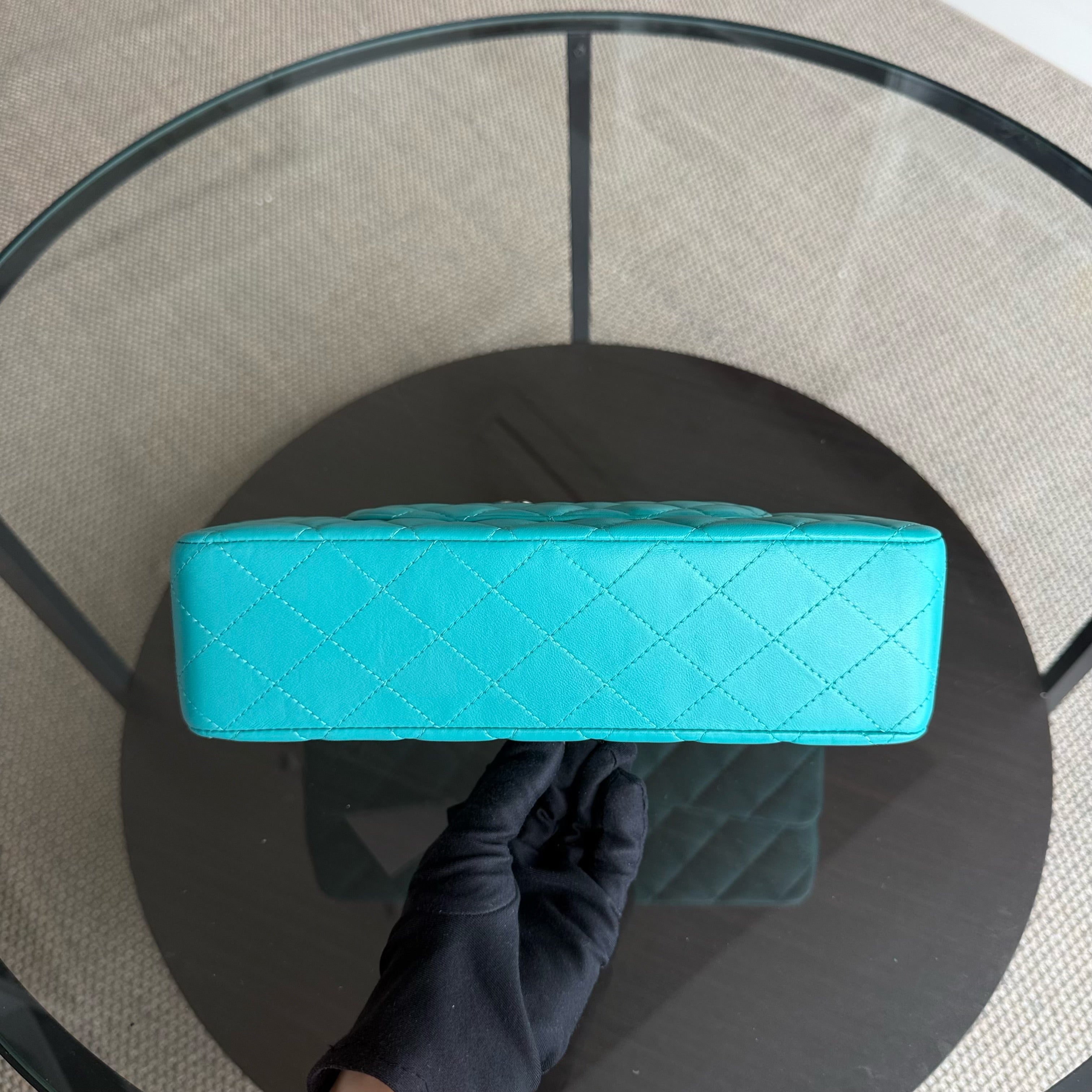 Chanel Classic Flap Medium - 25CM Quilted Lambskin Cyan Gold Hardware Series 23