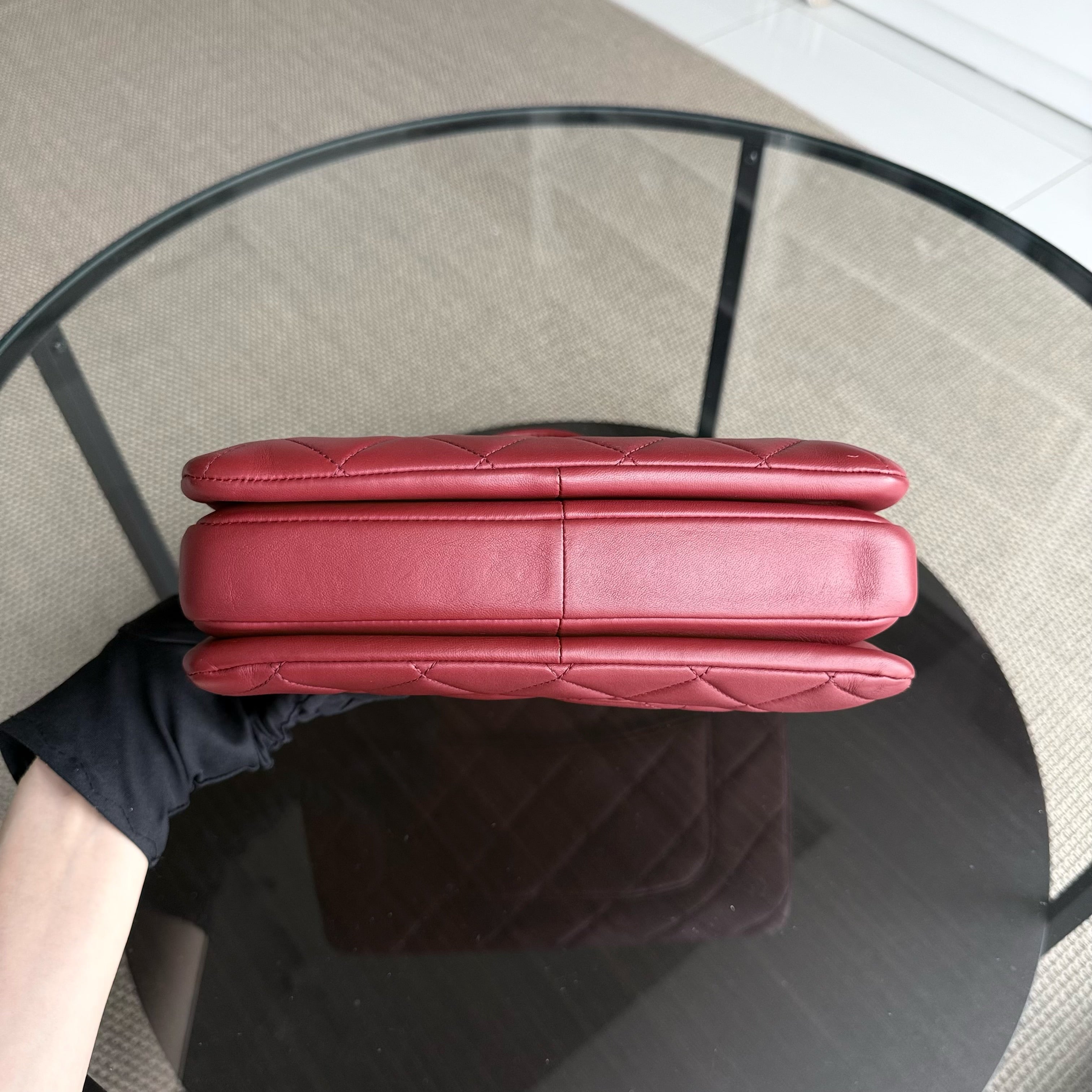 Chanel Trendy CC Small - Cannage Lambskin Dark Red Gold Hardware Series 24