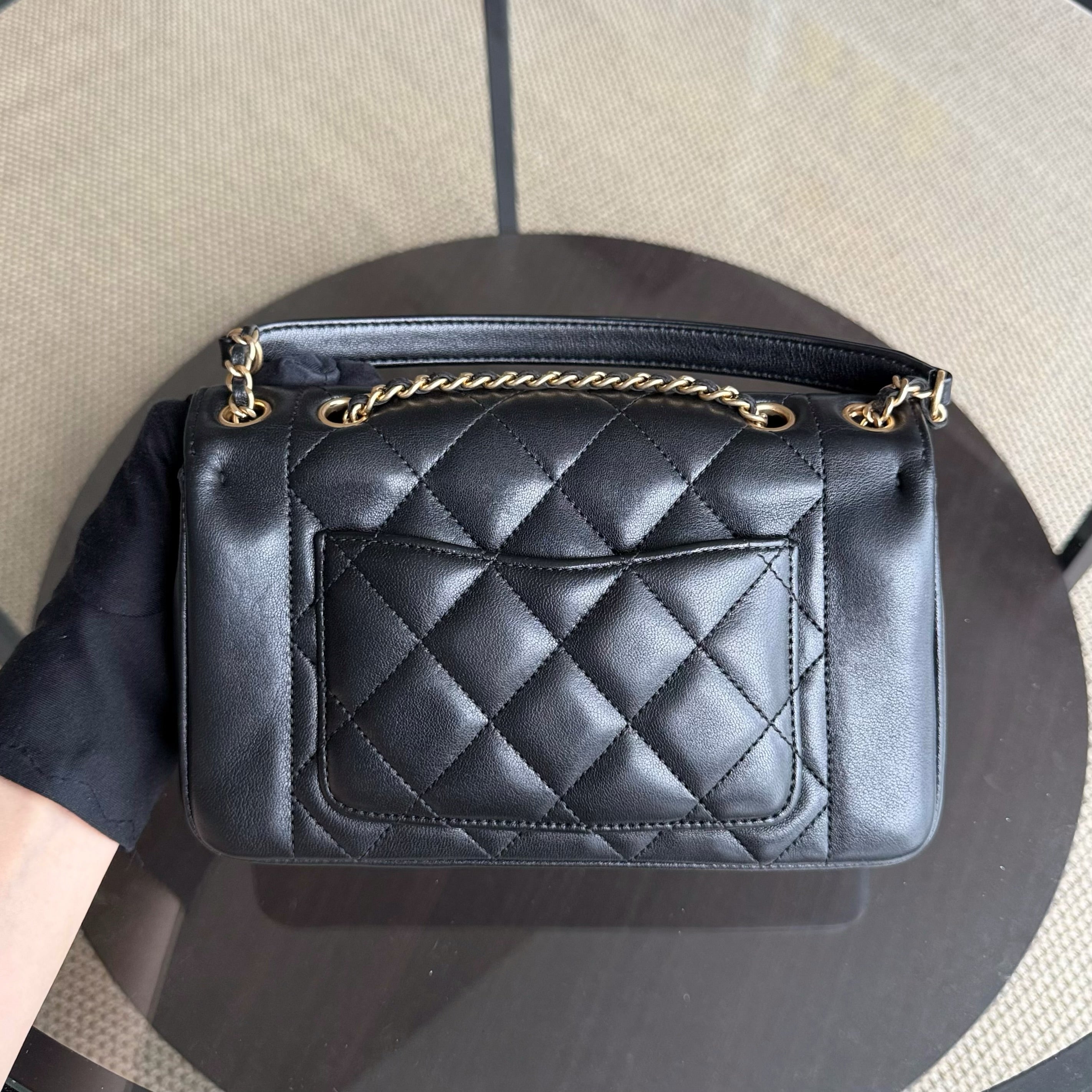 Chanel Diana Reissue Small - 22CM Quilted Lambskin Black Gold Hardware Series 20