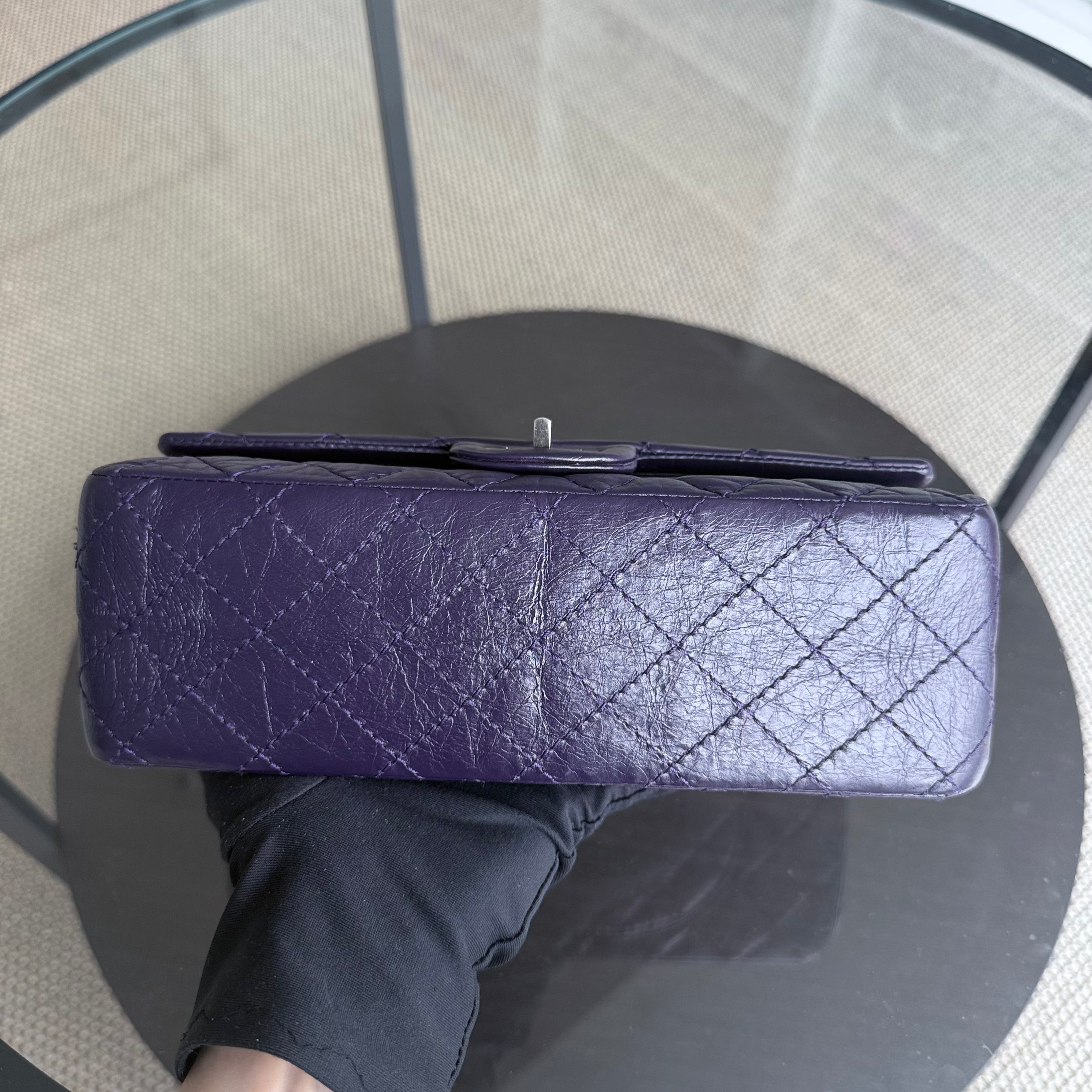 Chanel 2.55 Reissue 224 - Quilted Aged Calfskin Dark Violet Purple Aged Silver Hardware Series 17