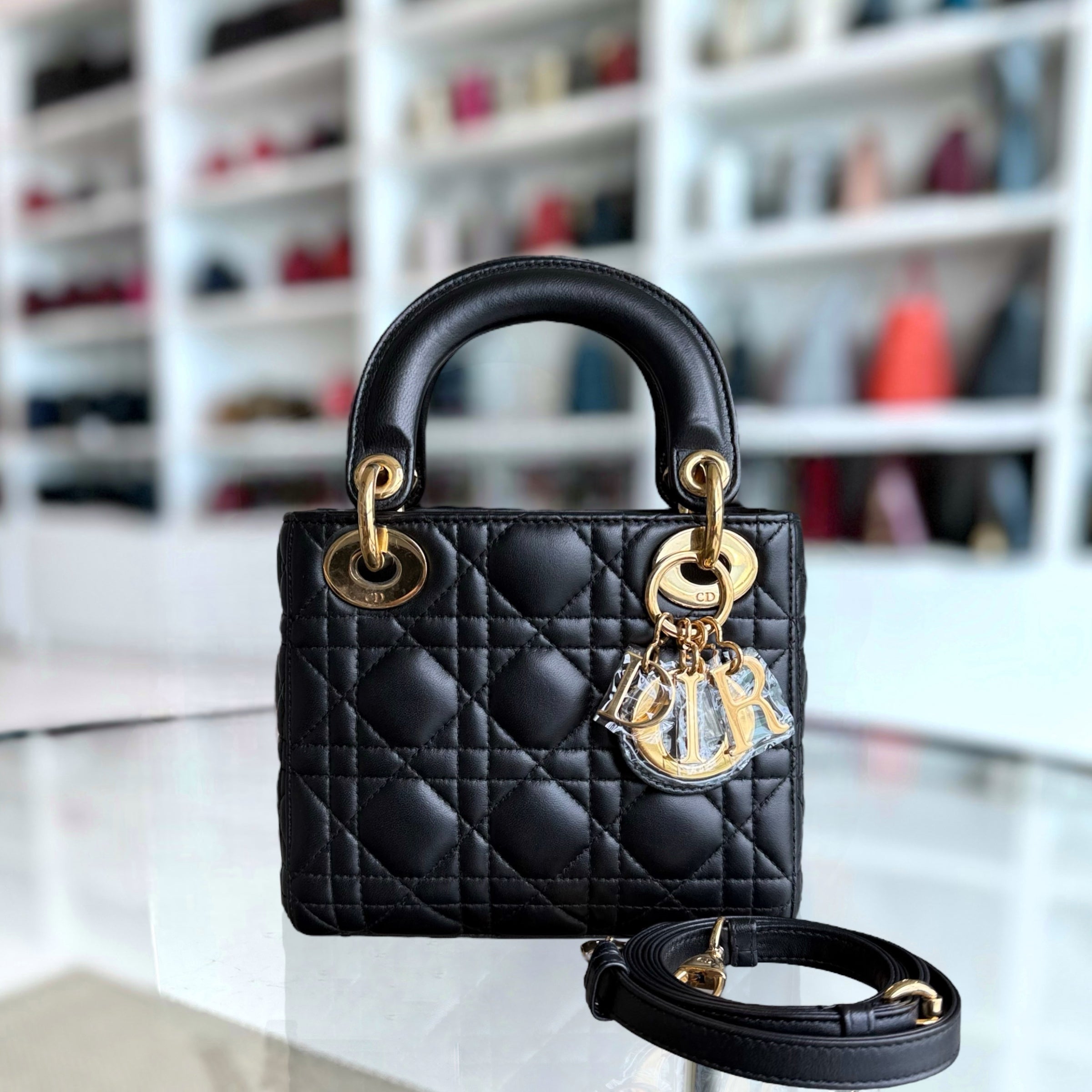 Dior Lady Mini - Cannage Lambskin Black Gold Hardware