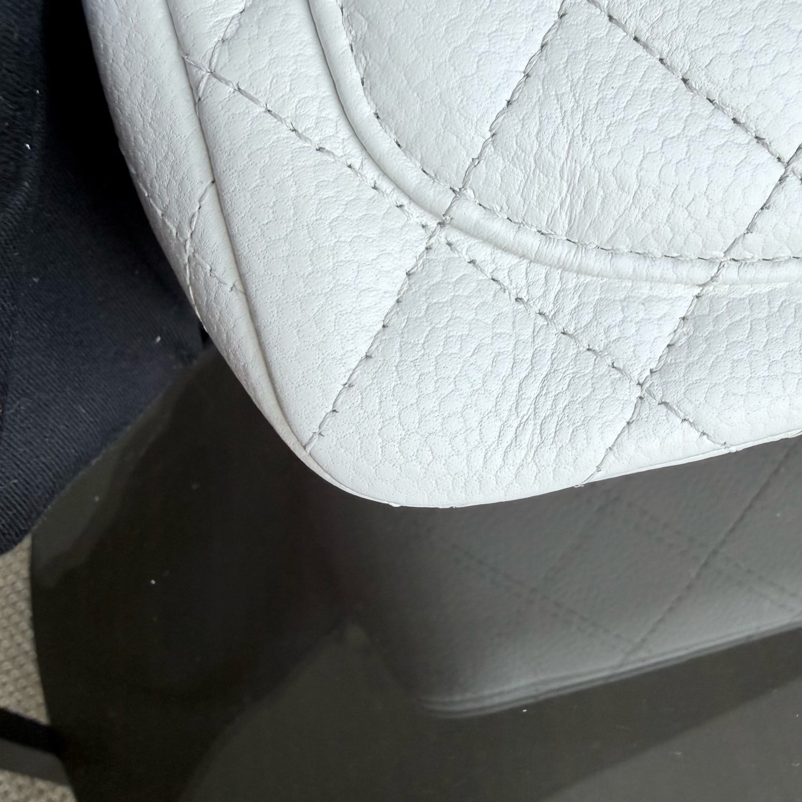 Chanel Classic Flap Mini Square - Caviar Quilted White Silver Hardware Series 18