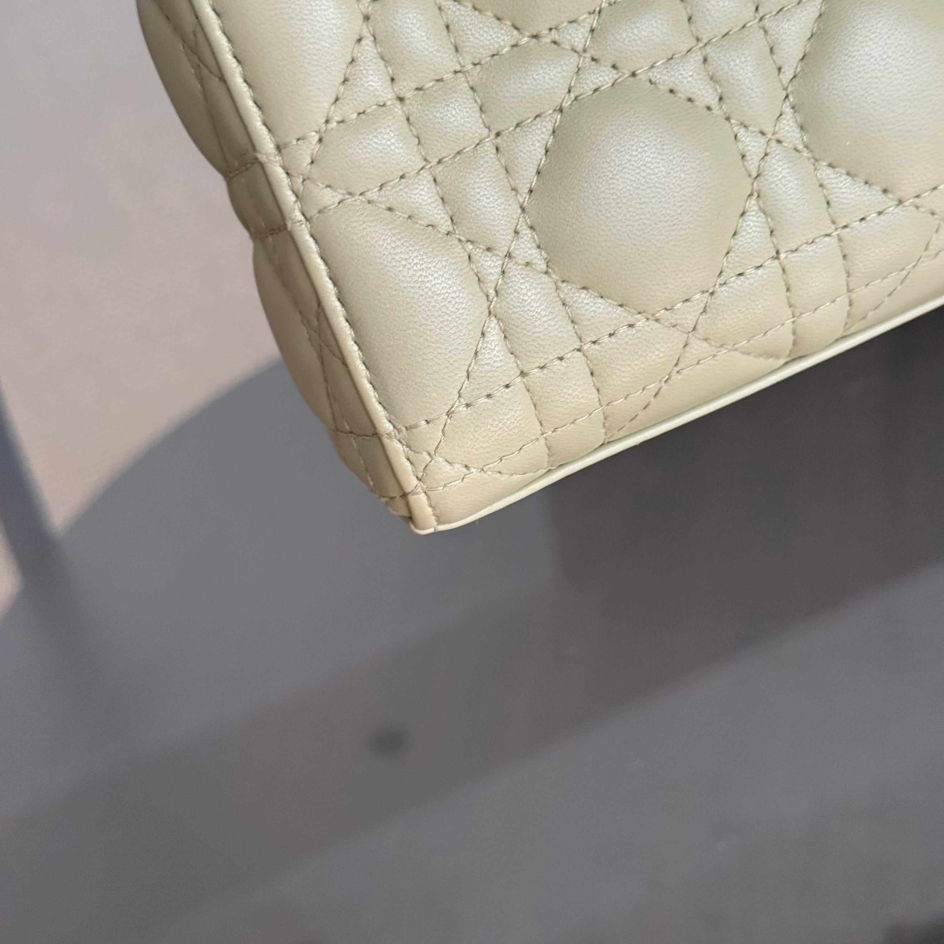 Dior D-Joy Medium - Cannage Lambskin Lime Gold Hardware