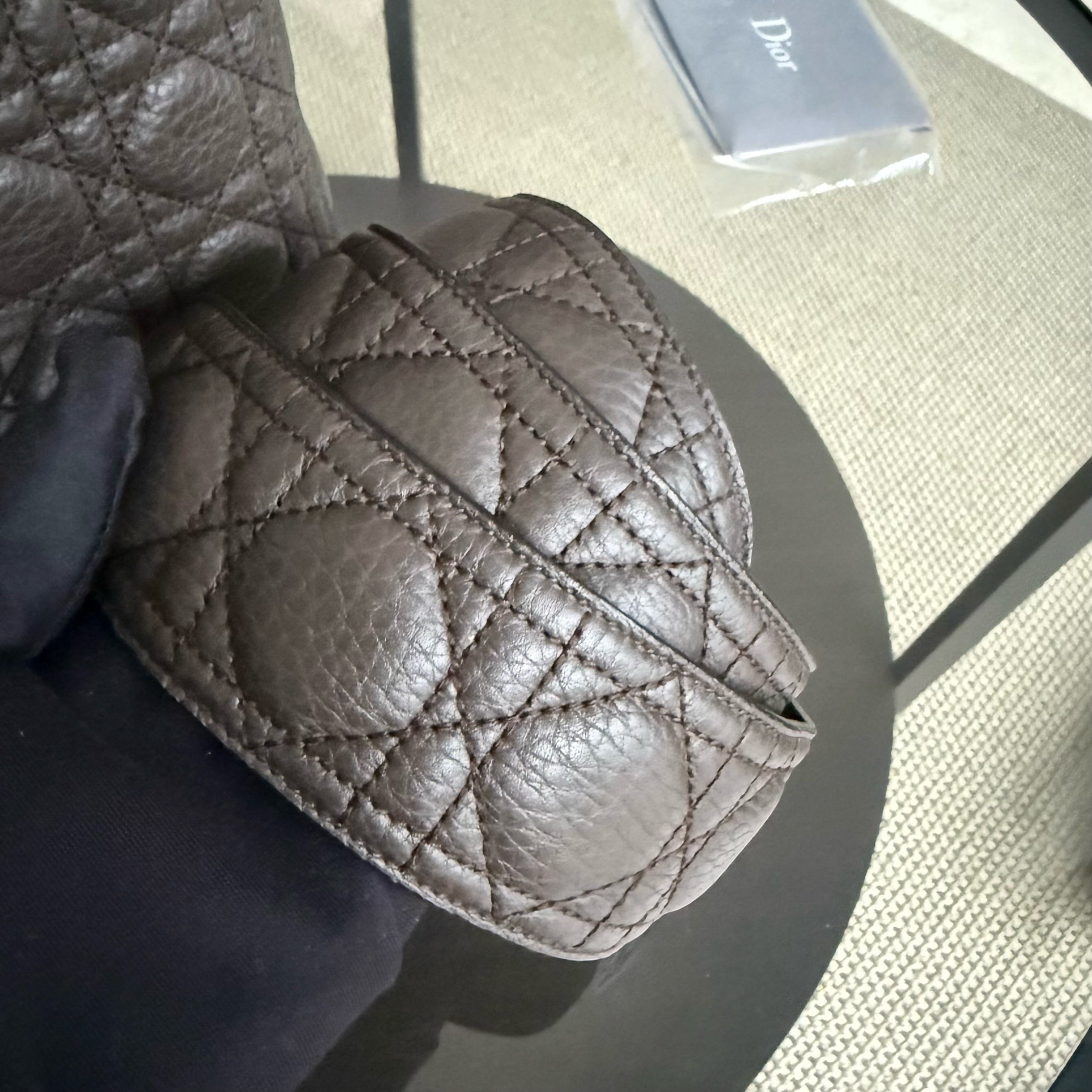 Dior Lady Large Flap - Calfskin Cannage Dark Brown Gold Hardware