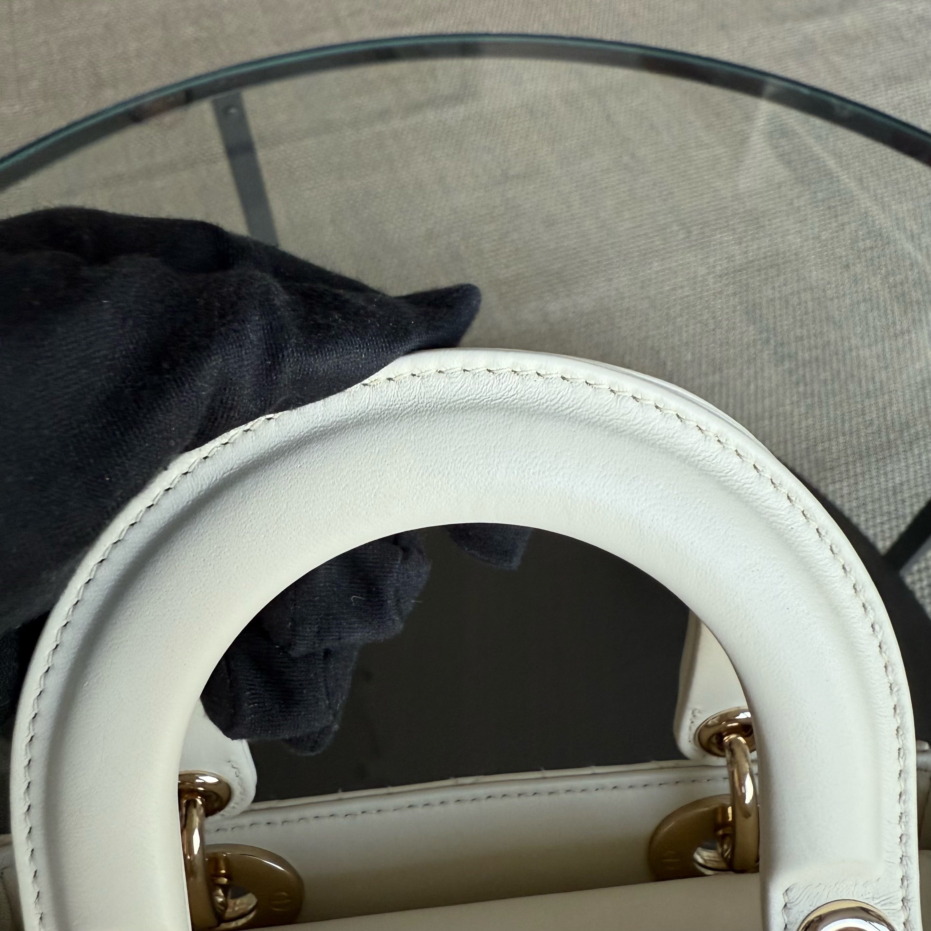 Dior Lady Small - Cannage Lambskin White Gold Hardware