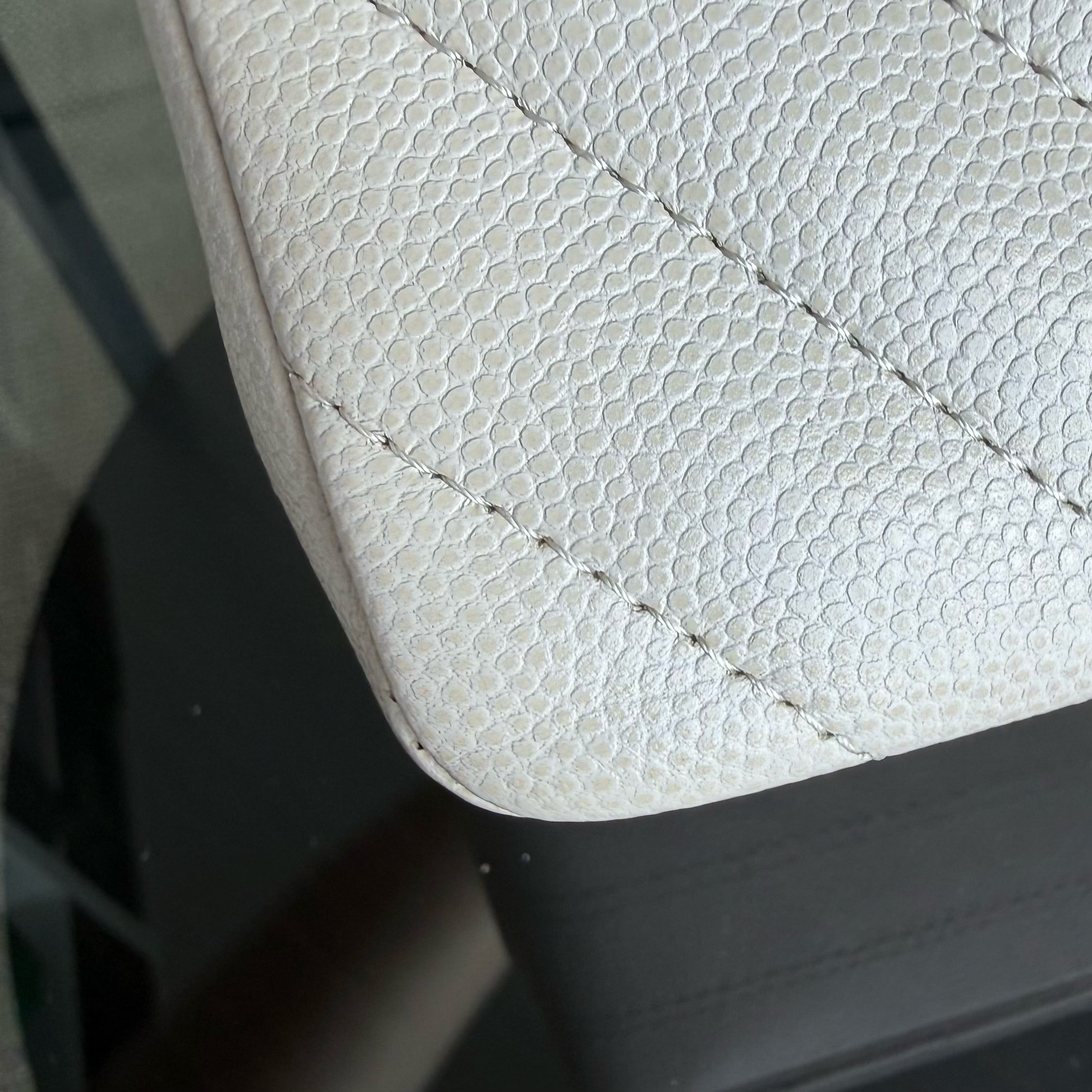 Chanel Classic Flap Small - Caviar 23CM Chevron Cream White Gold Hardware Series 26