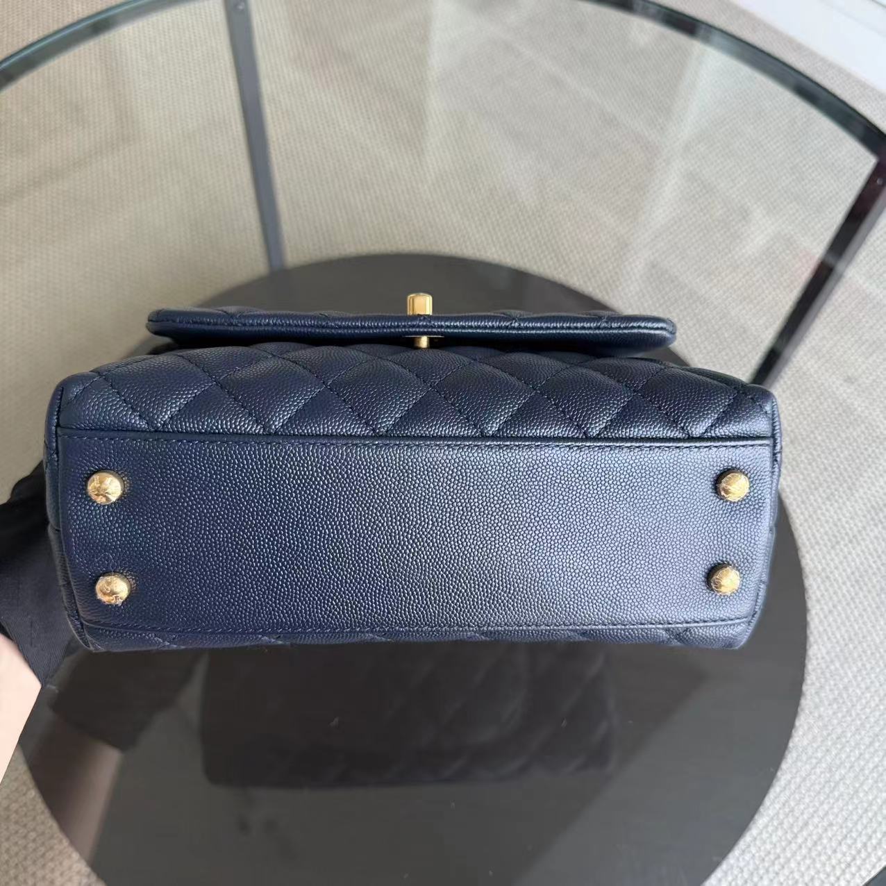 Chanel Coco Handle Small - 24CM Caviar Quilted Navy Dark Blue Gold Hardware Series 27