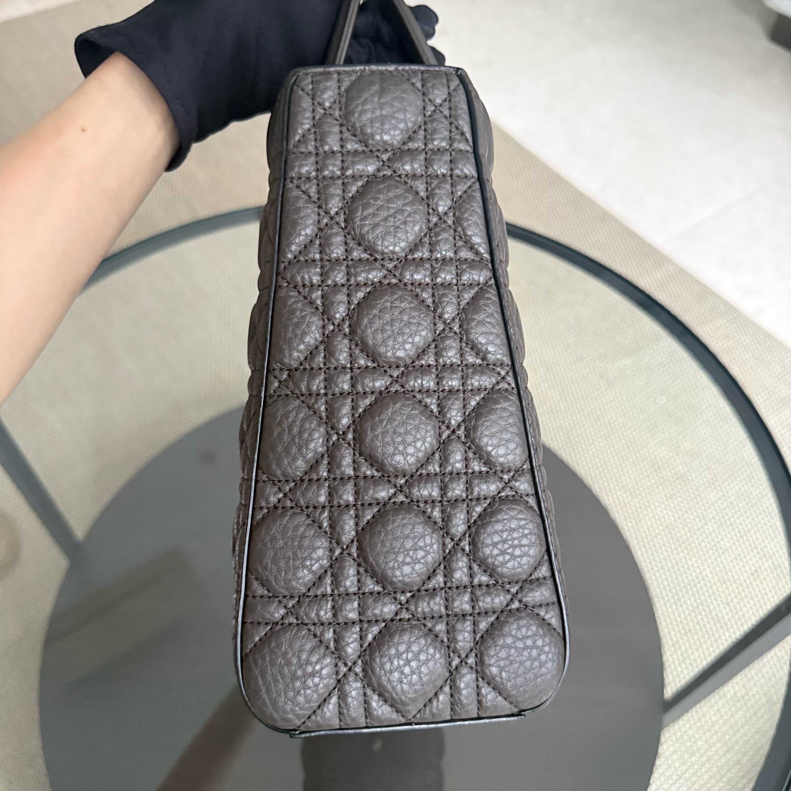 Dior Lady Large Flap - Calfskin Cannage Dark Brown Gold Hardware