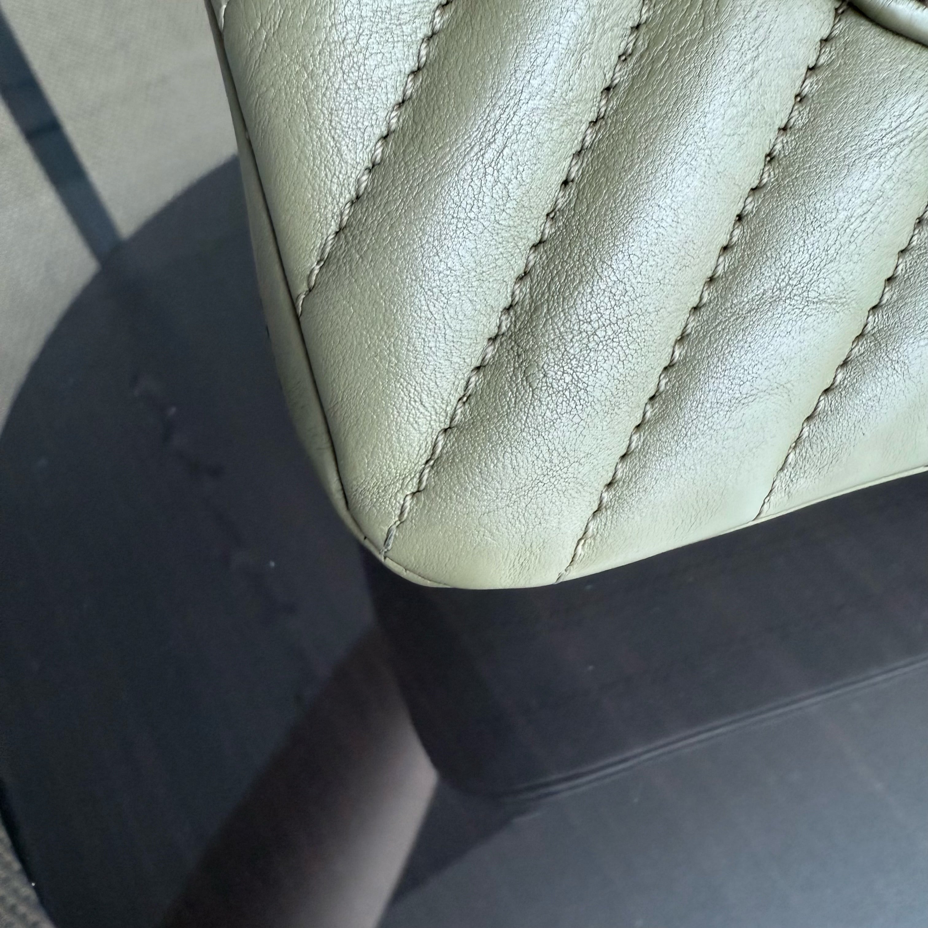 Chanel Classic Flap Medium - 25CM Chevron Grained Calfskin Olive Green Gold Hardware Series 23
