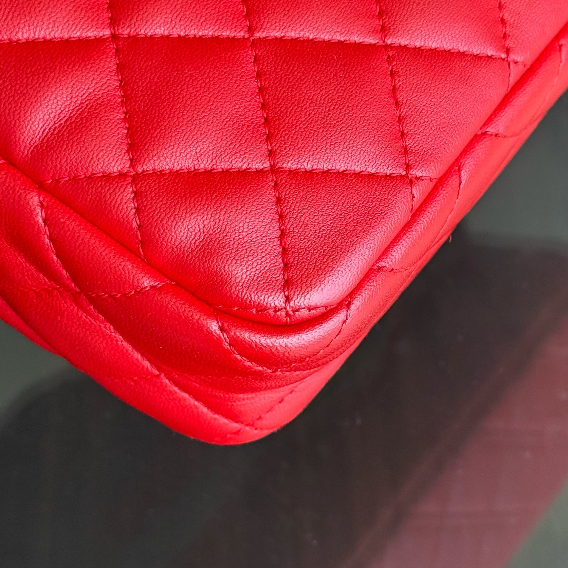 Chanel Seasonal Flap Two-Tone Quilted Lambskin Red Grey GHW No 23