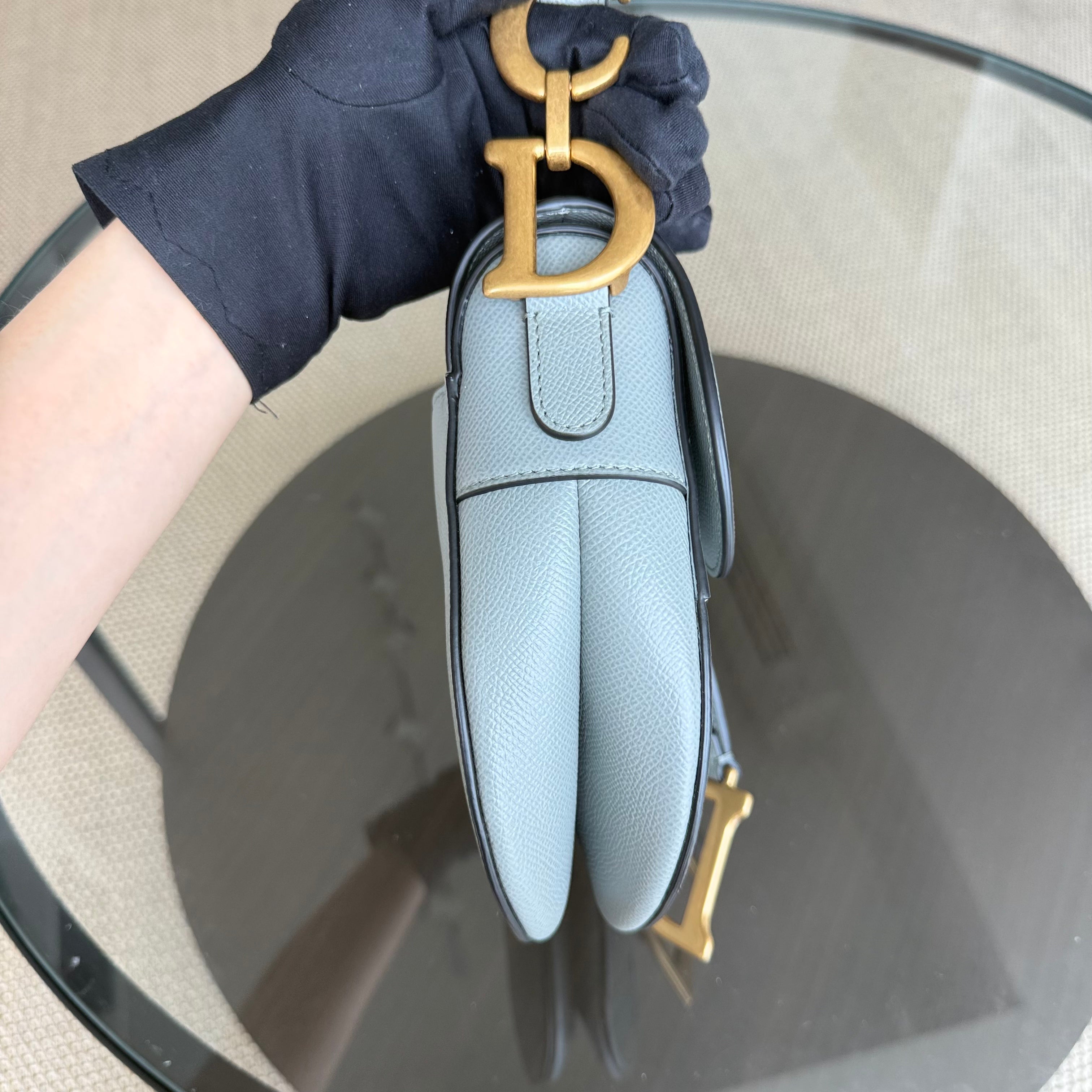 Dior Saddle Medium - Grained Calfskin Haze Blue Gold Hardware