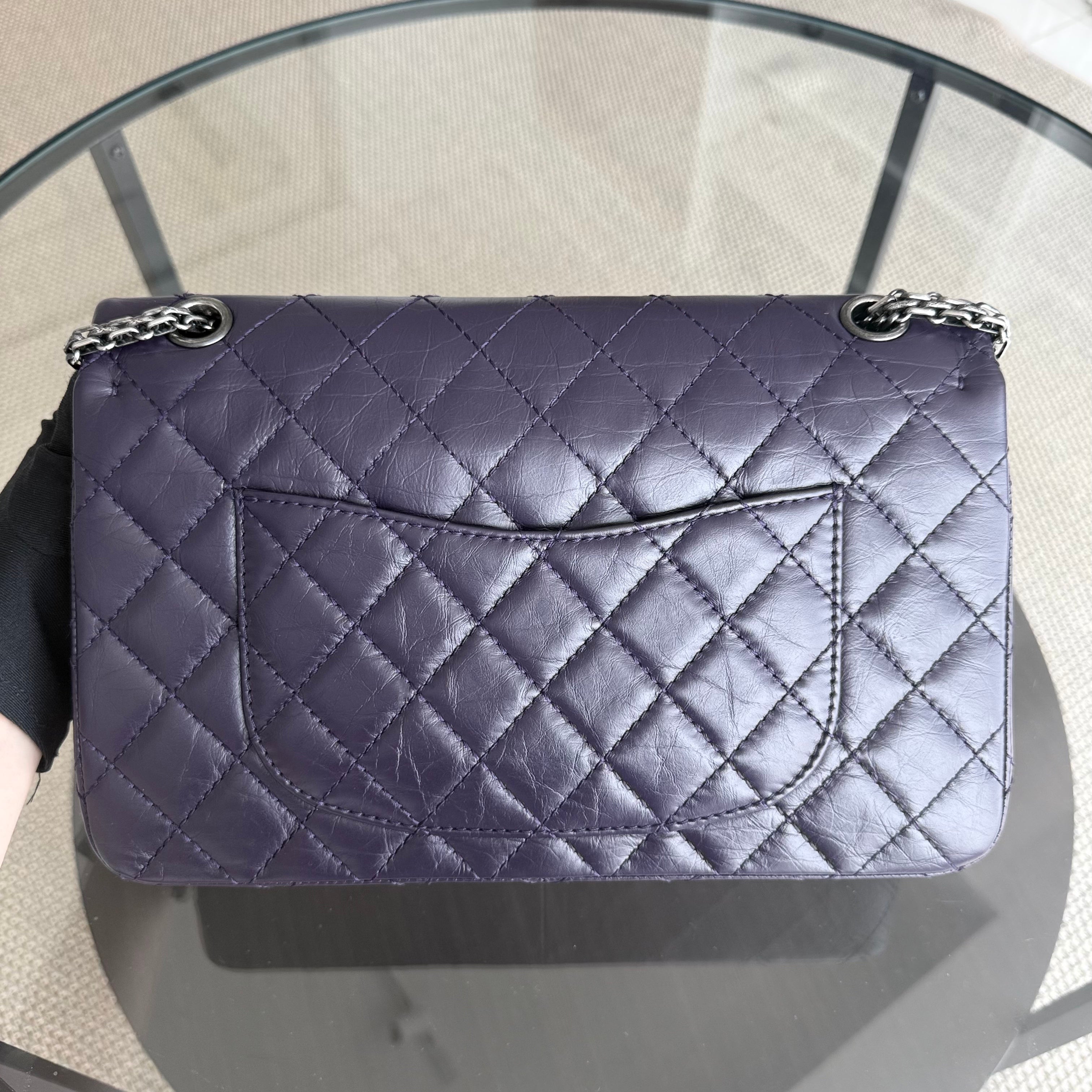 Chanel 2.55 Reissue 226 Medium - Quilted Aged Calfskin Dark Violet Purple Ruthenium Silver Hardware Series 17