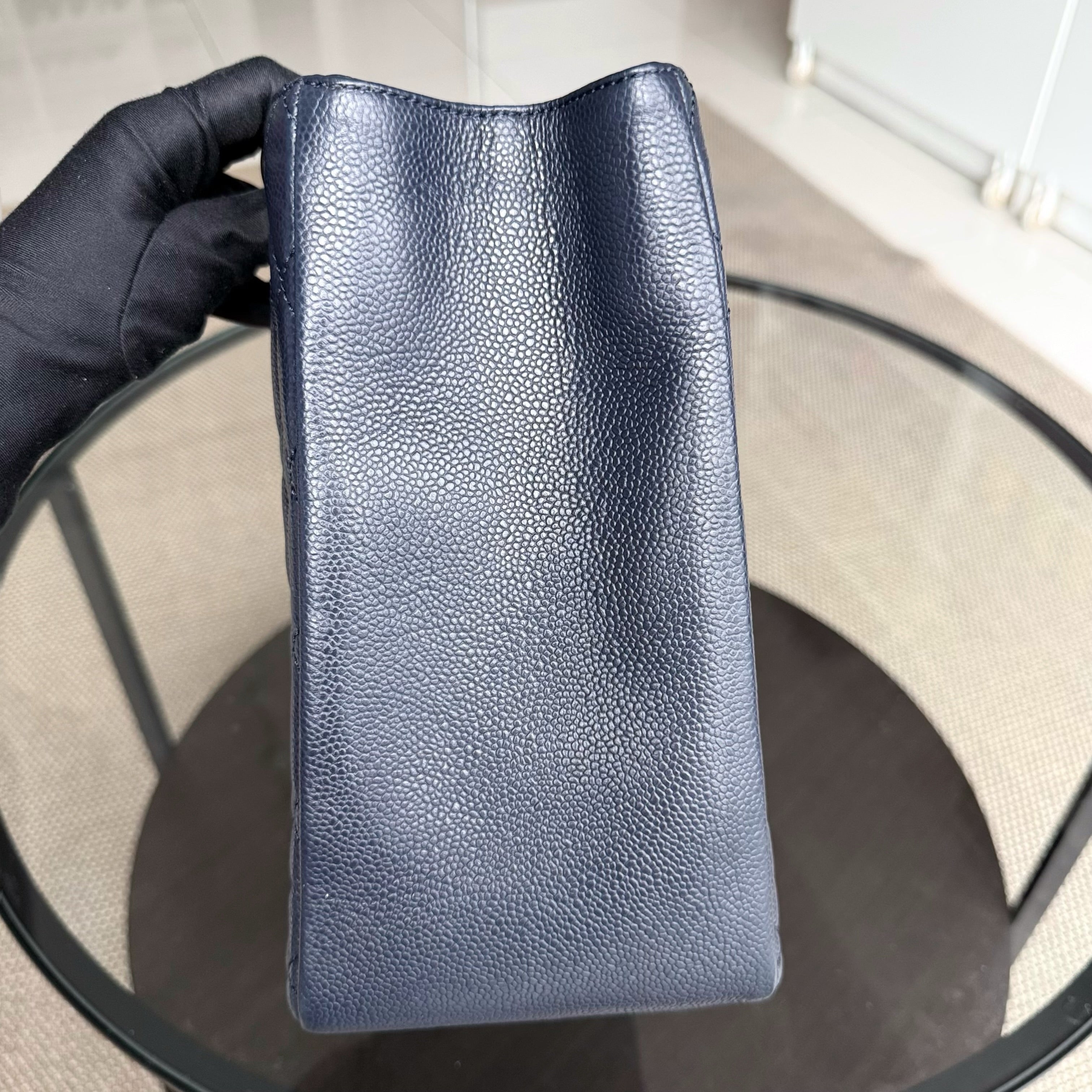 Chanel GST Grand Shopping Tote - Caviar Quilted Grained Calfskin Dark Navy Blue Gold Hardware Series 19