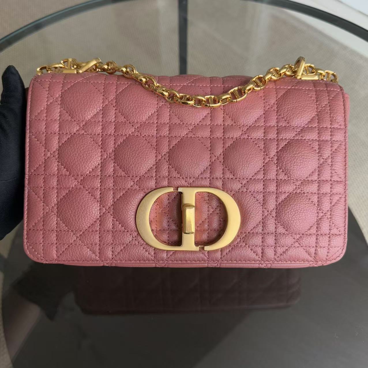 *Unused* Dior Caro - Medium Cannage Calfskin Pink Gold Hardware