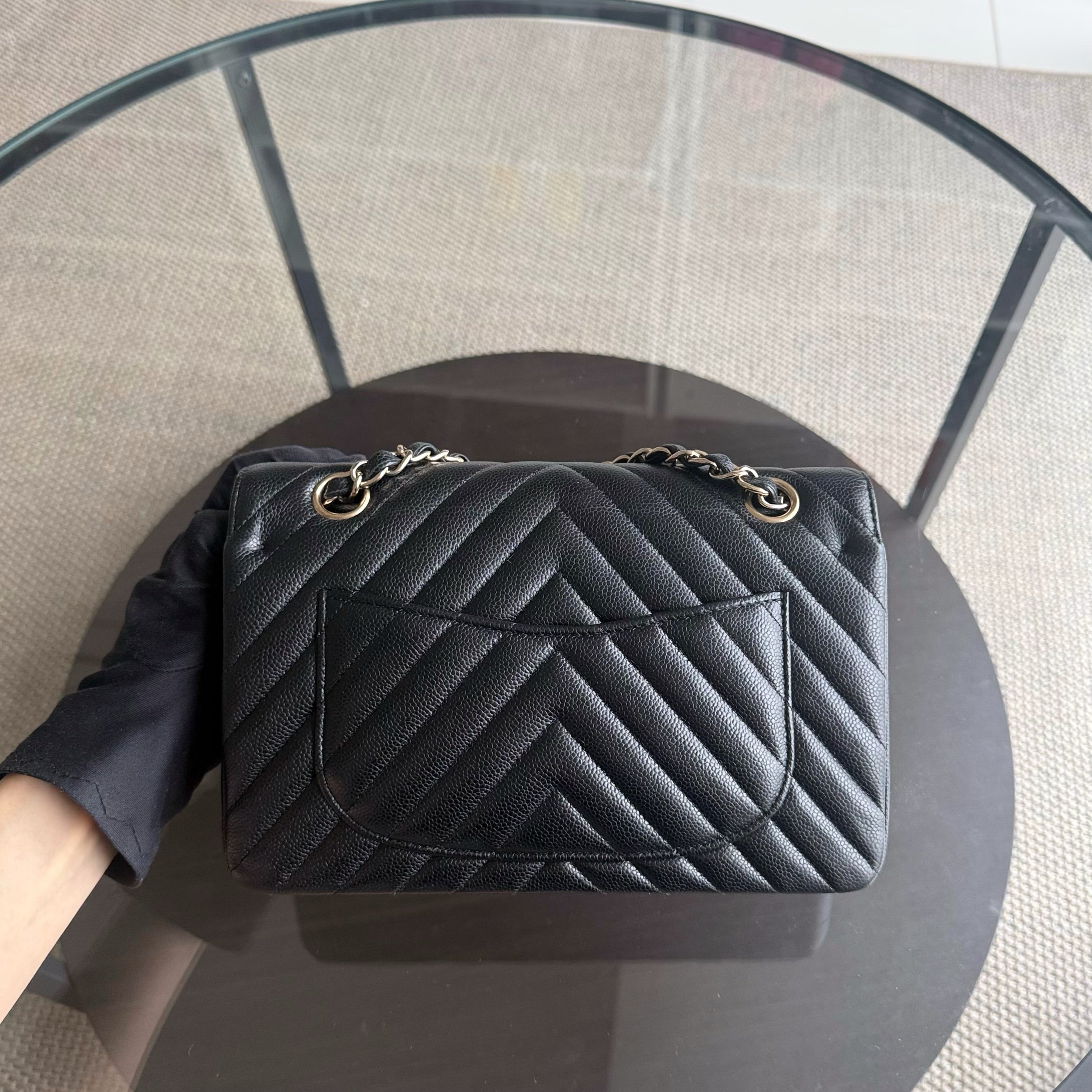 Chanel Classic Flap Small - Caviar 23CM Chevron Black Gold Hardware Series 30