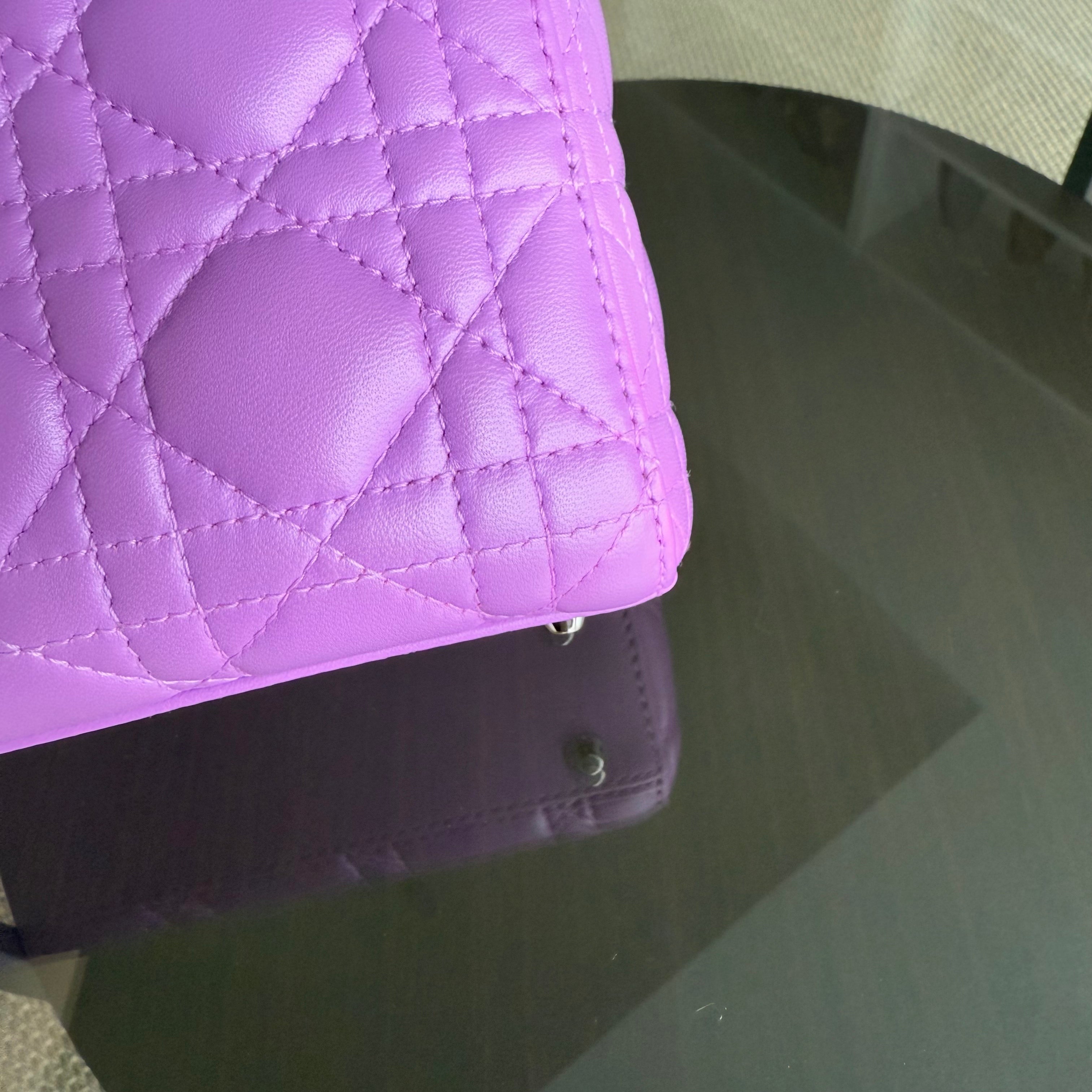 Dior Lady Mini - Cannage Lambskin Purple Silver Hardware