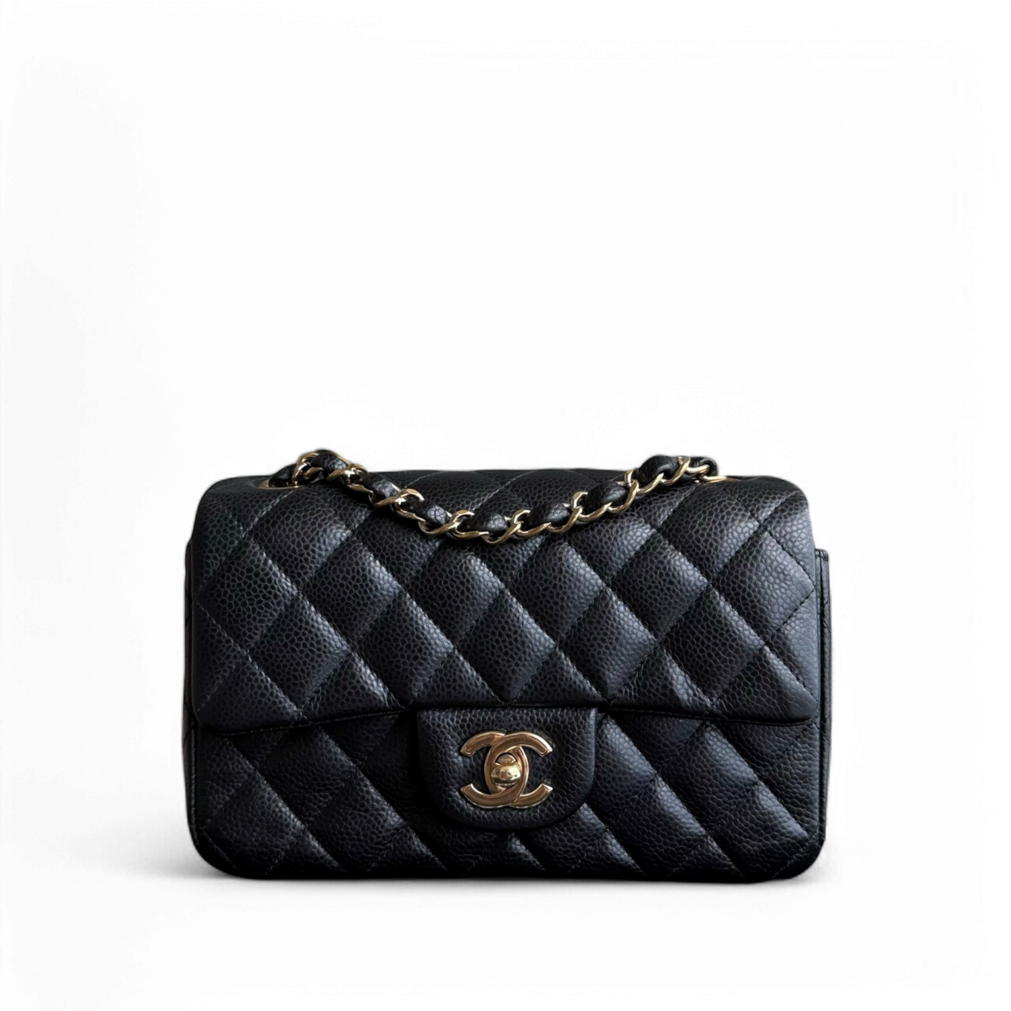 Chanel Classic Flap Mini - Caviar 20CM Quilted Black Gold Hardware Series 25