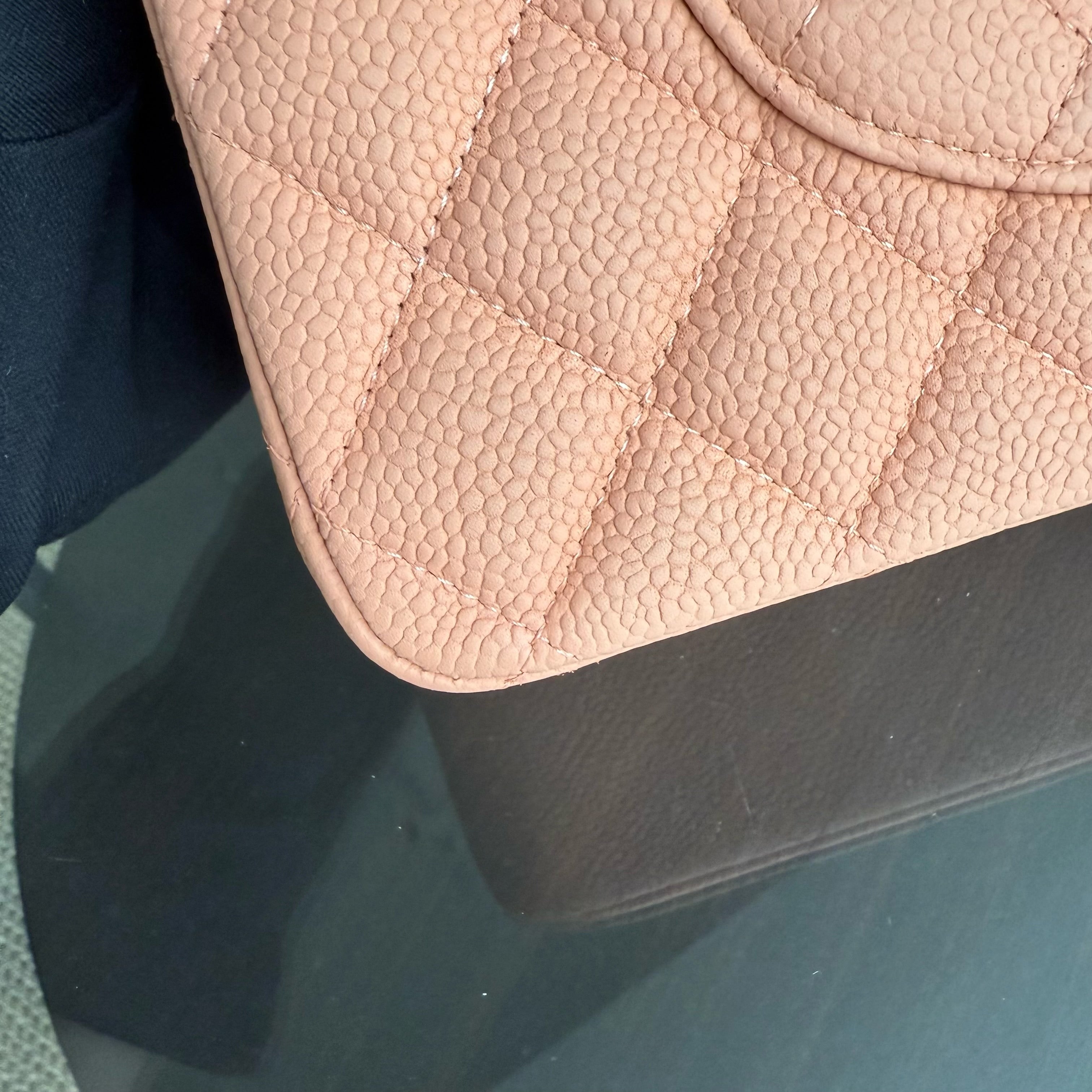 Chanel Classic Flap Medium - 25CM Quilted Caviar Caramel Silver Hardware Series 17