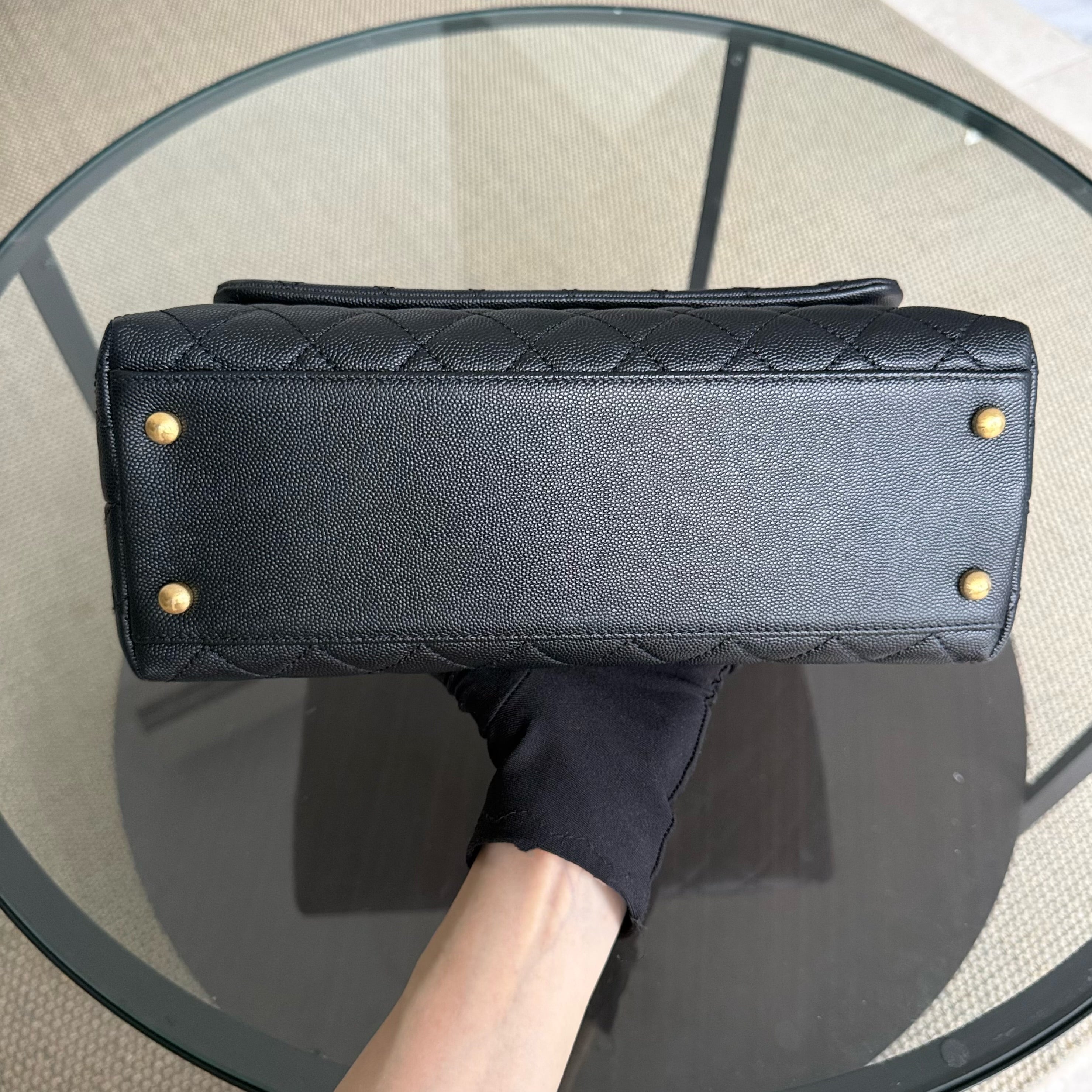 Chanel Coco Handle Medium - Caviar 29CM Quilted Black Gold Hardware Series 27