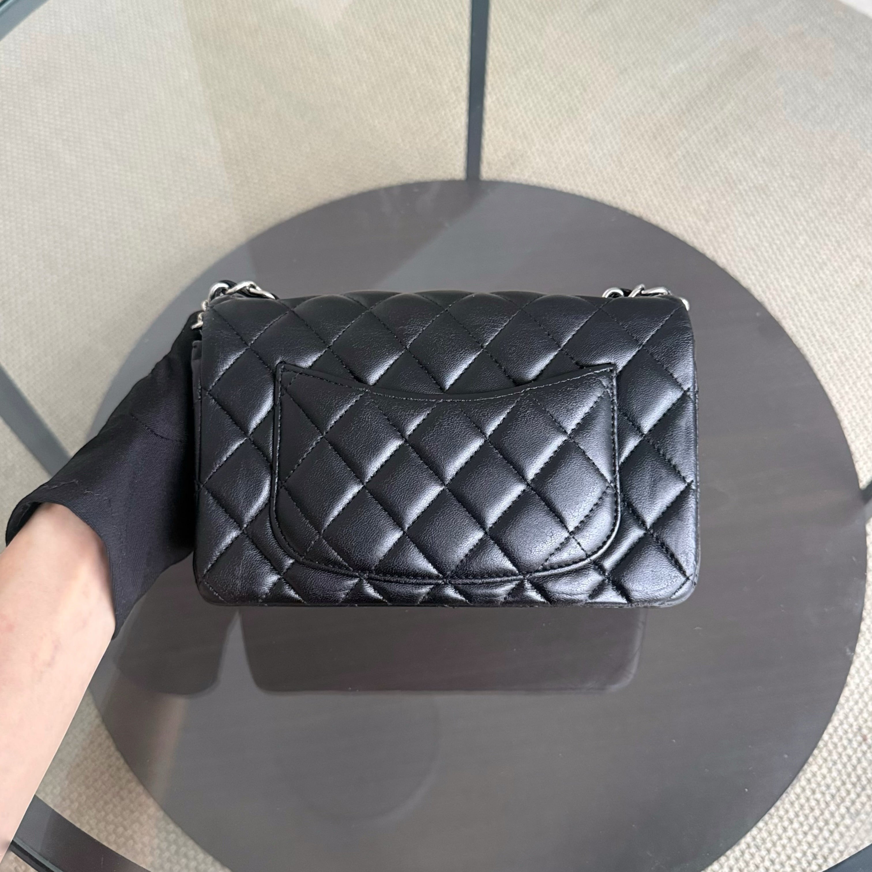 Chanel Classic Flap Mini - 20CM Quilted Lambskin Black Silver Hardware Series 24