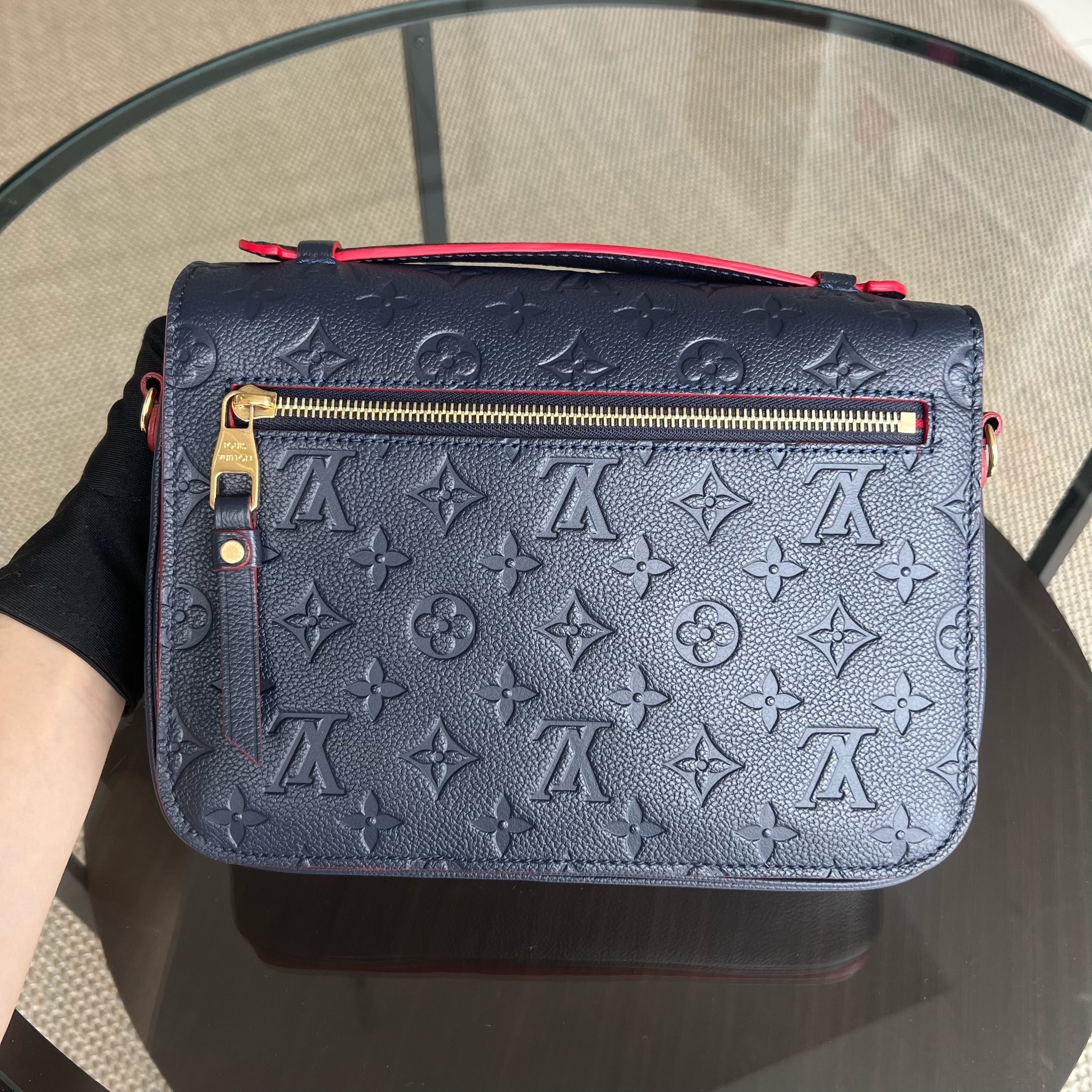 Louis Vuitton Pochette Metis - Empreinte Monogram Marine Rouge Navy Blue Gold Hardware