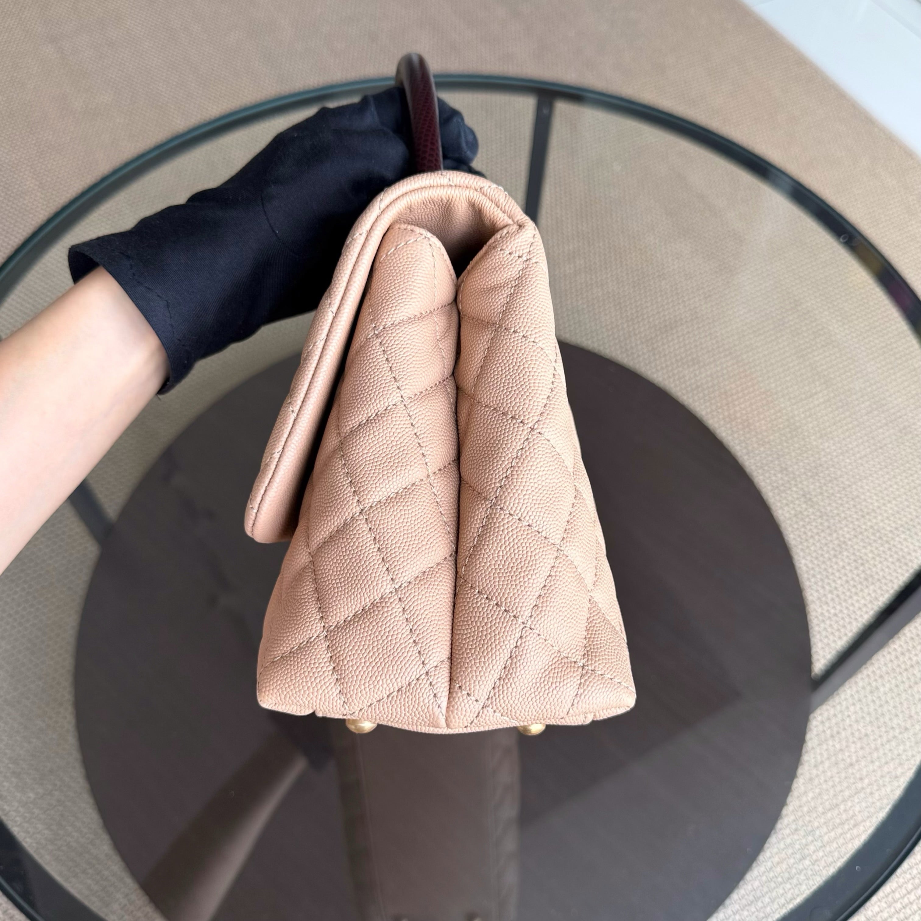 Chanel Coco Handle Medium - Caviar Quilted Grained Calfskin Beige Gold Hardware Series