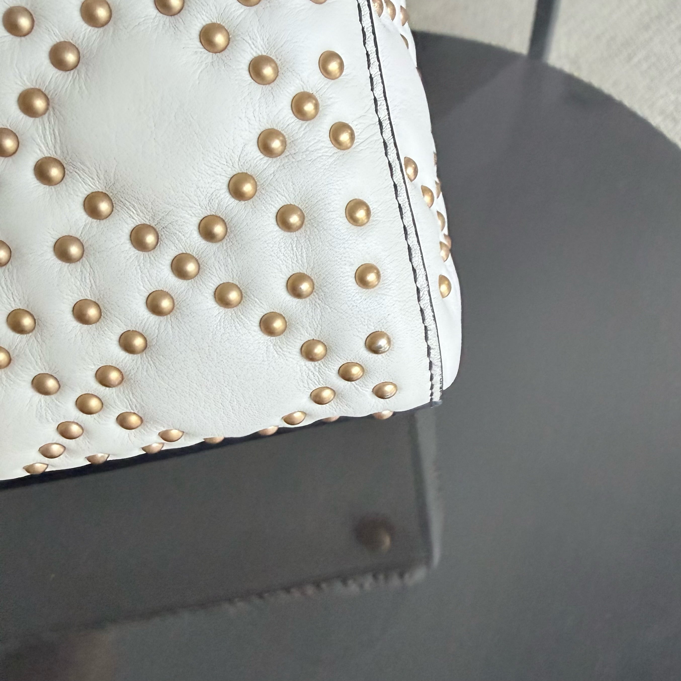 Dior Lady Medium Flap - Studded Cannage Calfskin White Gold Hardware