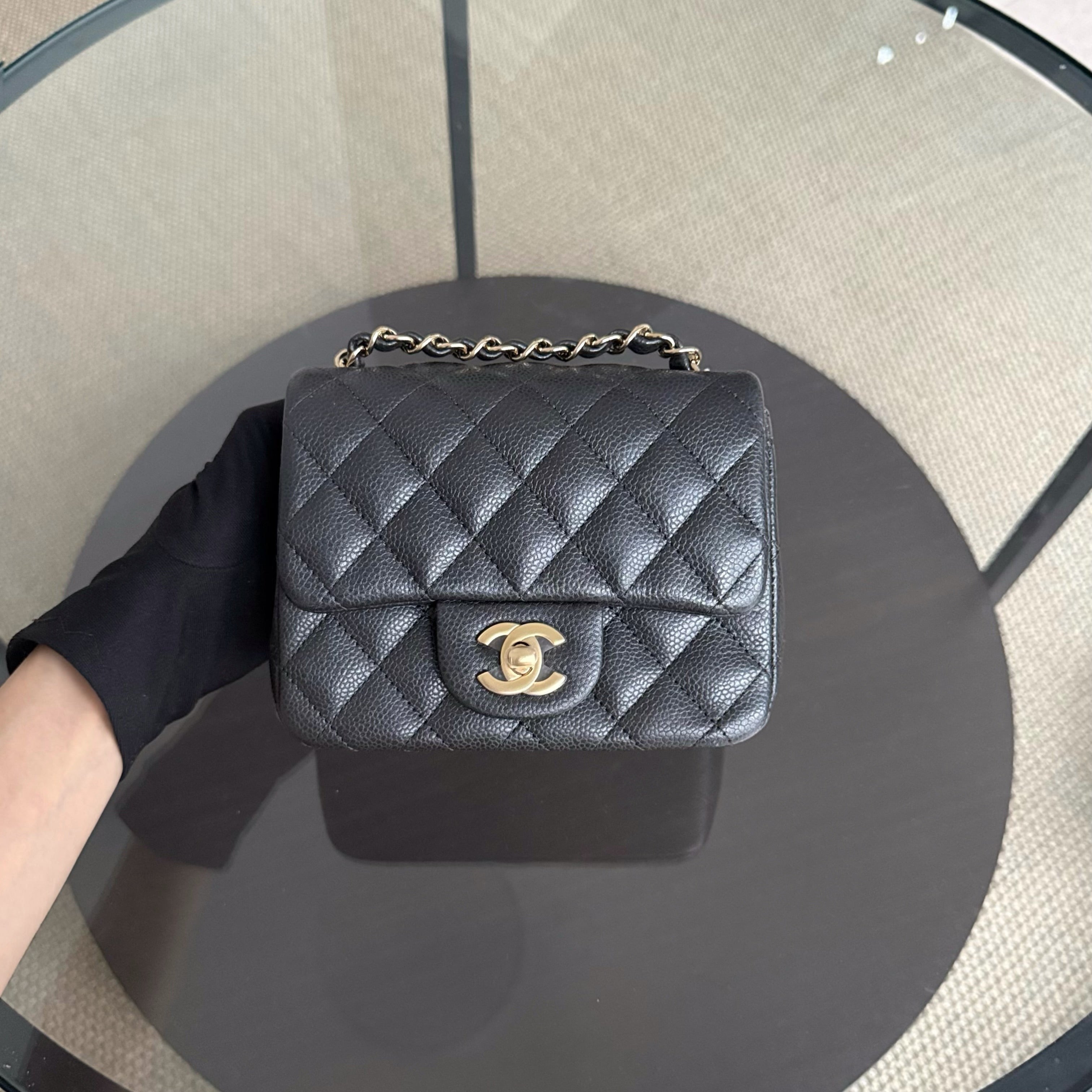 Chanel Classic Flap Mini Square - Caviar Quilted Black Gold Hardware Series 25