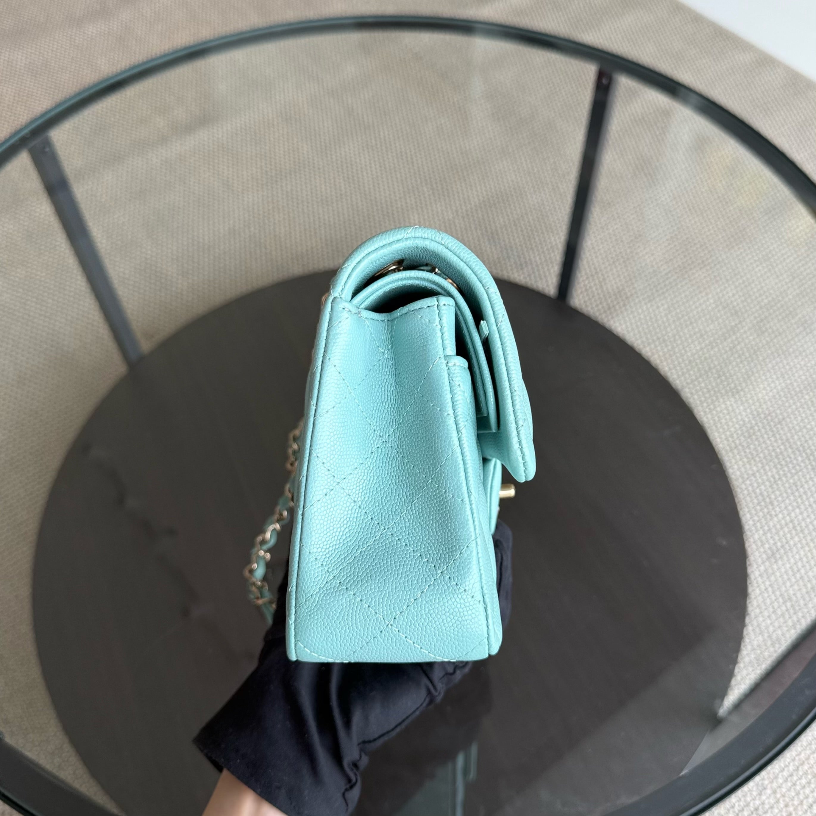 Chanel Classic Flap Small - Caviar 23CM Quilted Mint Green Blue Gold Hardware Series 29