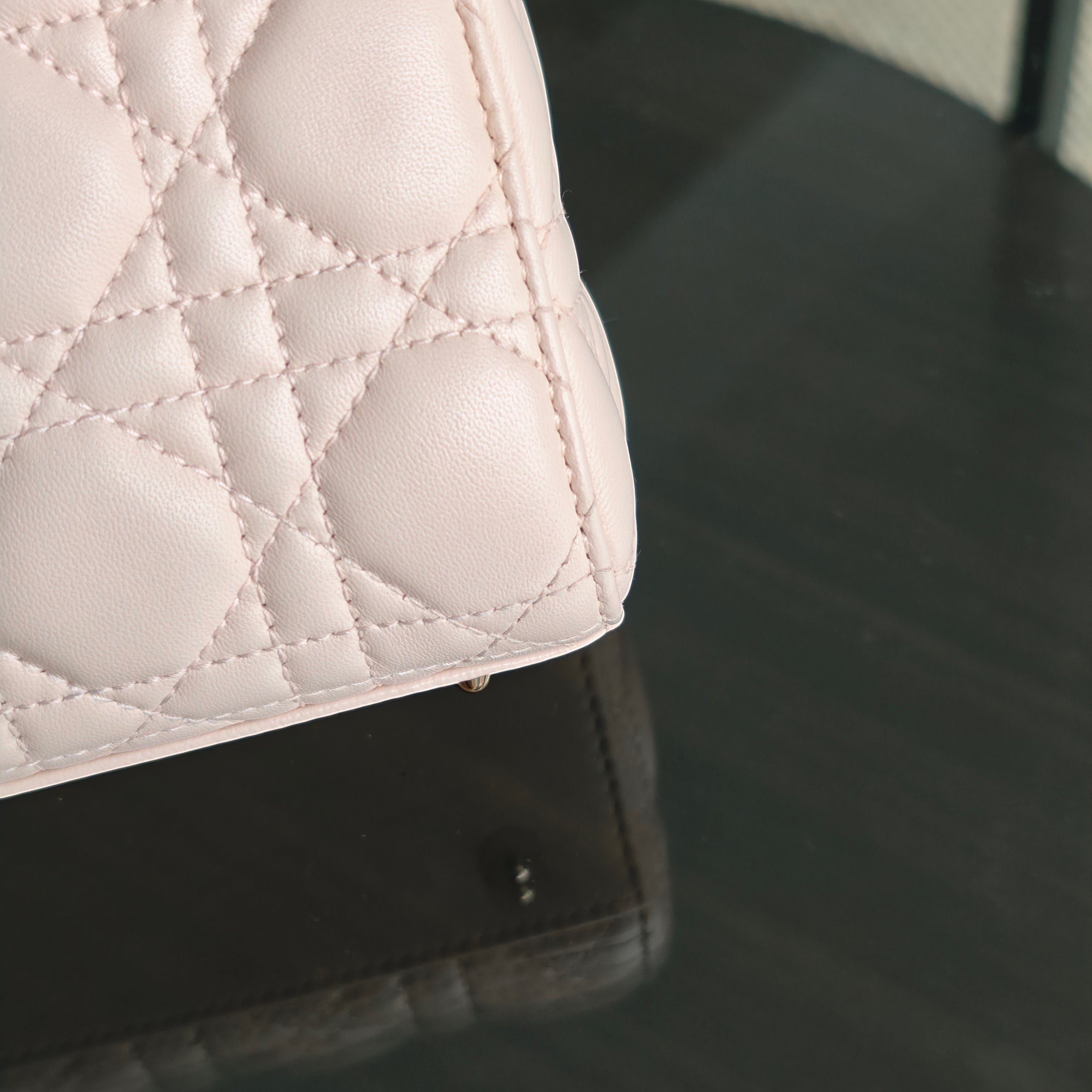 Dior Lady Small Flap - Cannage Lambskin Light Sakura Pink Gold Hardware
