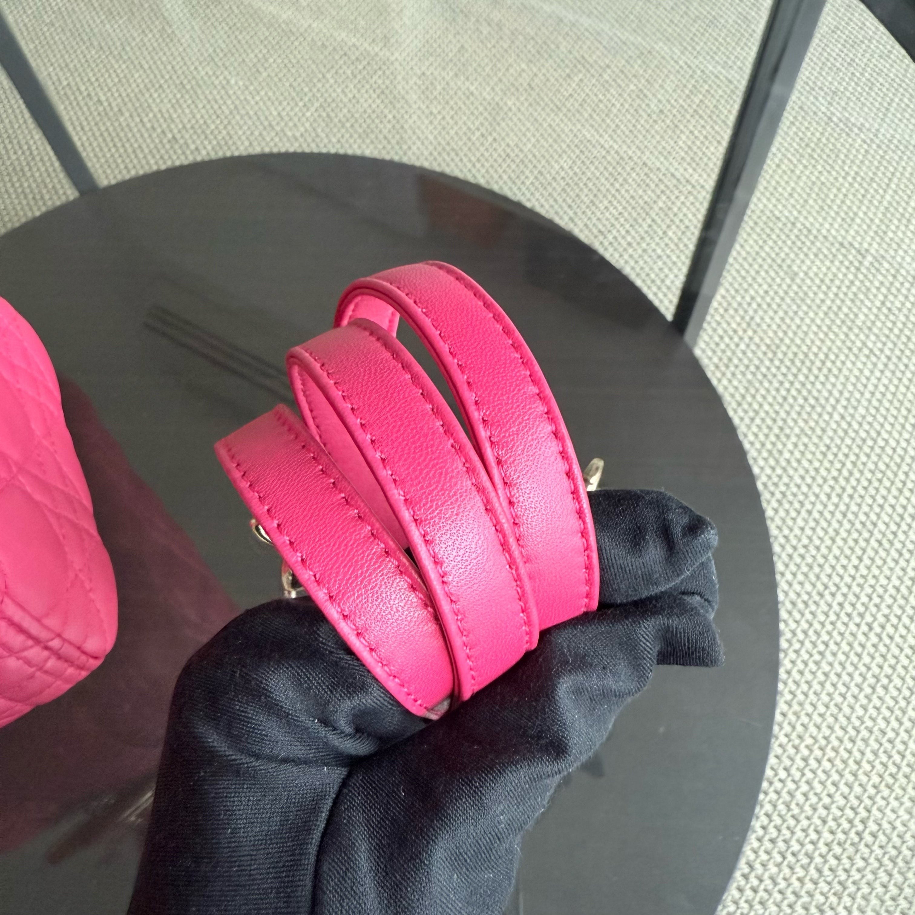 Dior Lady Medium - Cannage Lambskin Hot Pink Gold Hardware