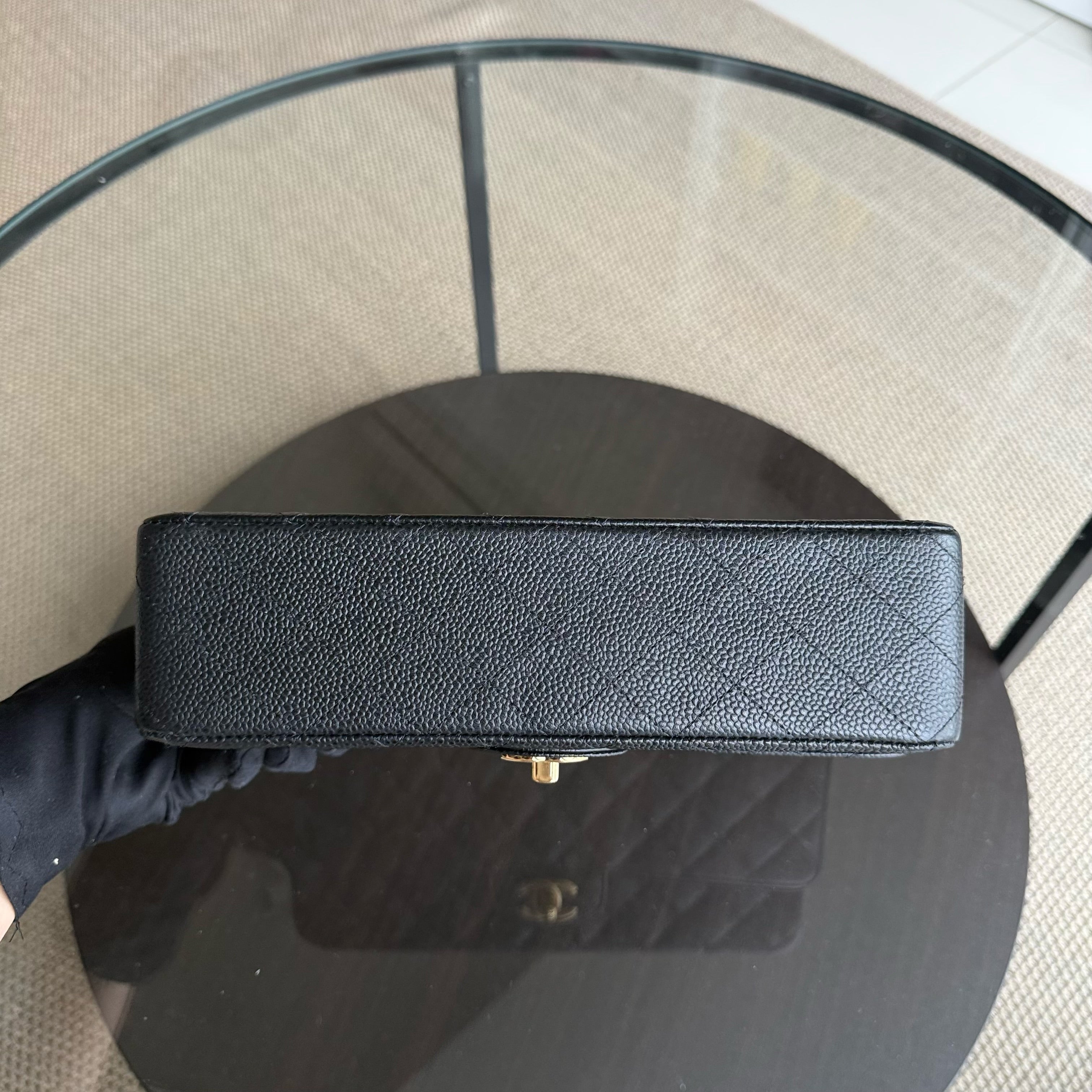 Chanel Classic Flap Medium - Caviar 25CM Quilted Black Gold Hardware Series 17