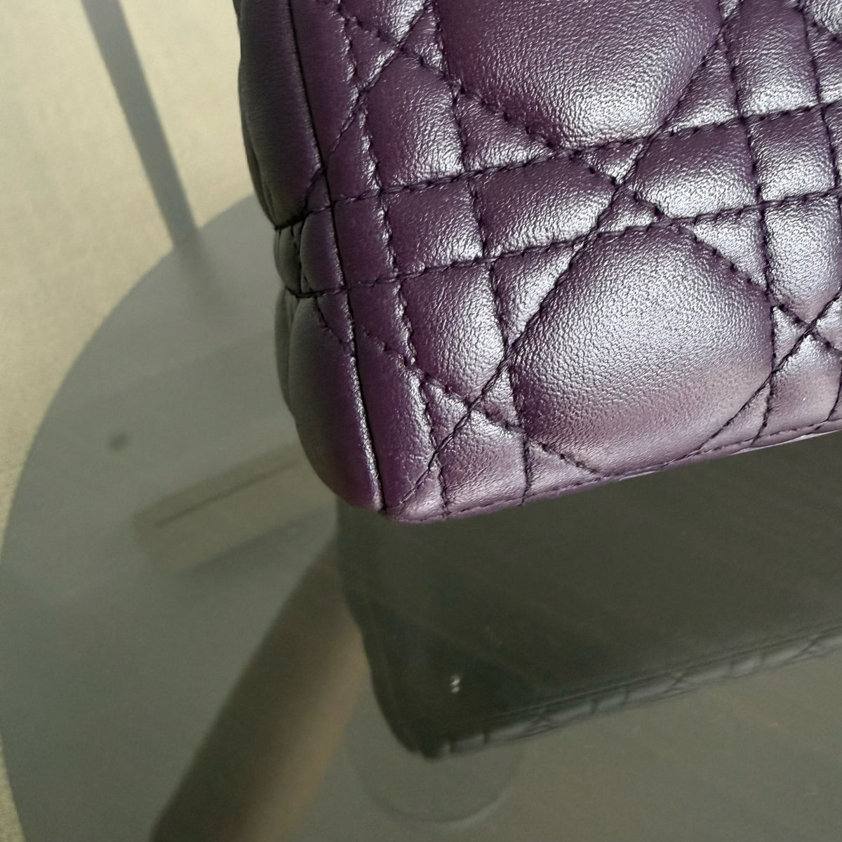 Dior Lady Medium - Cannage Lambskin Dark Maroon Silver Hardware