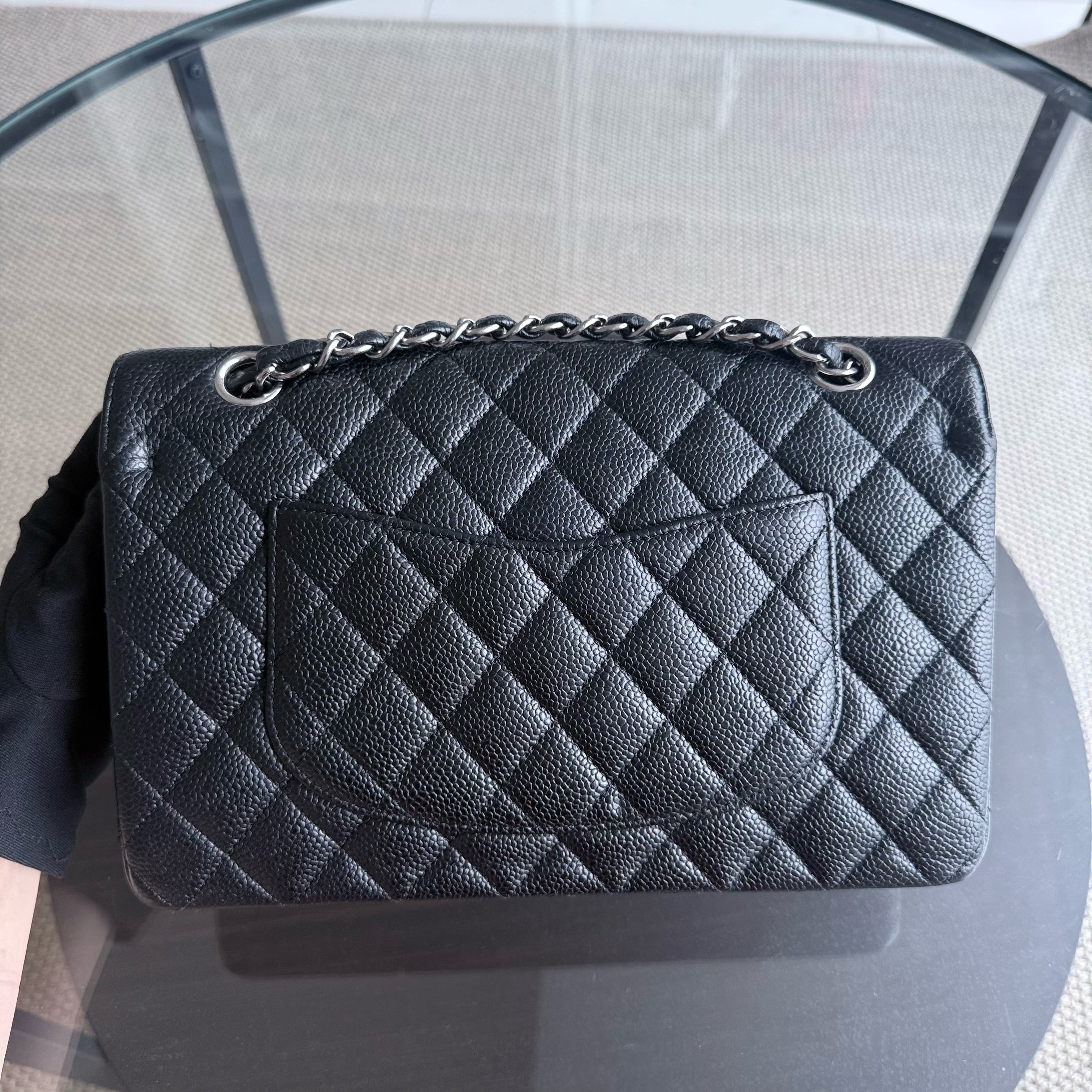 Chanel Classic Flap Medium - Caviar 25CM Quilted Black Silver Hardware Series 18