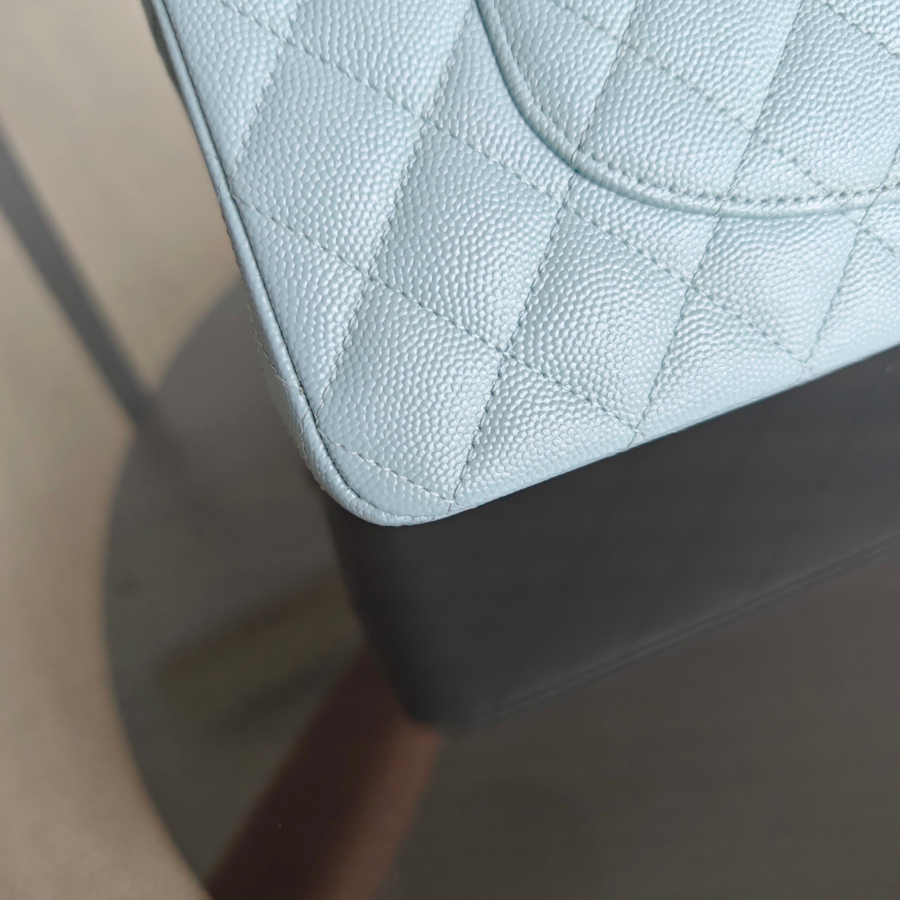 Chanel Classic Flap Medium - Caviar 25CM Quilted Light Blue Baby Blue Gold Hardware Microchip