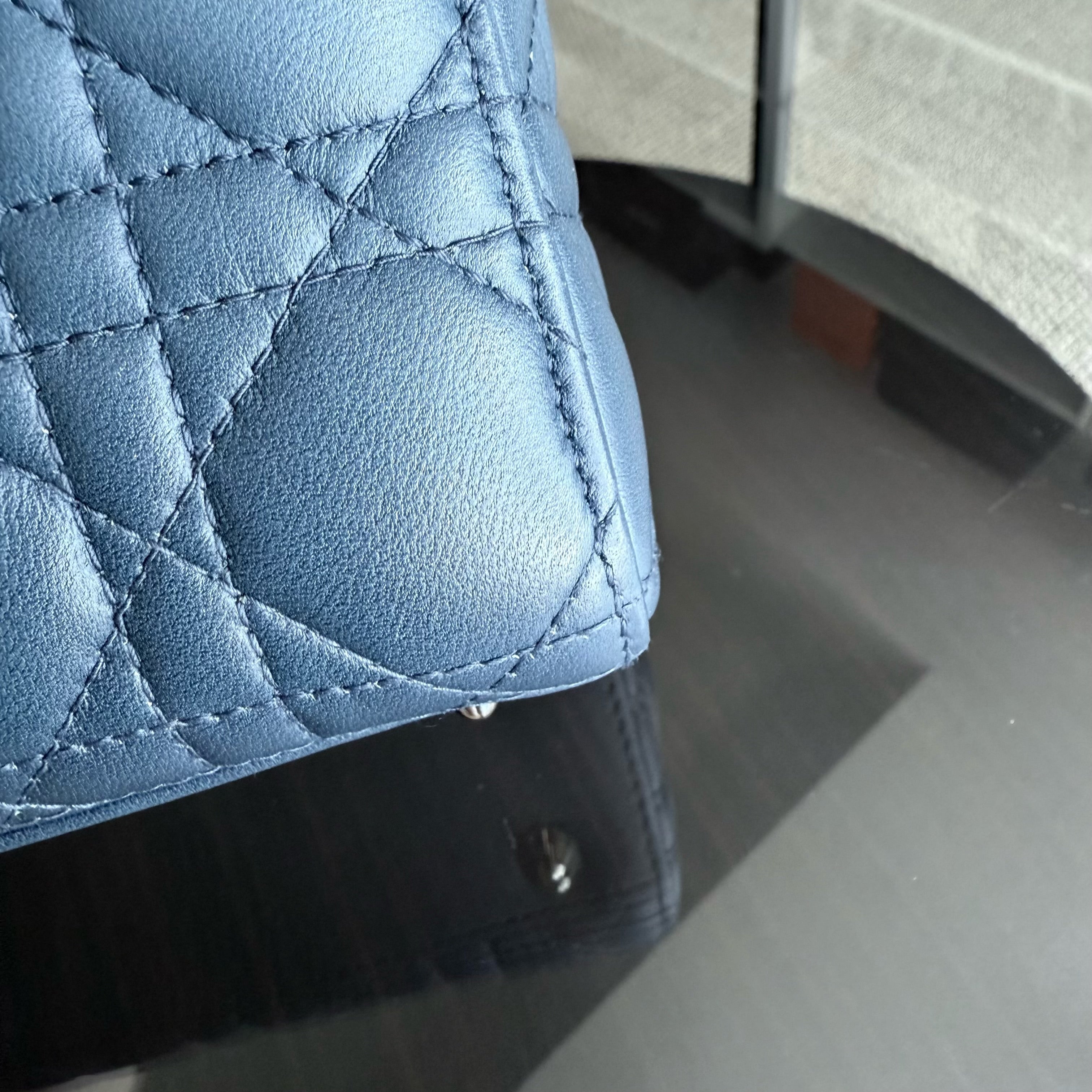 Dior Lady Small Flap - Cannage Lambskin Blue Gold Hardware MyABC