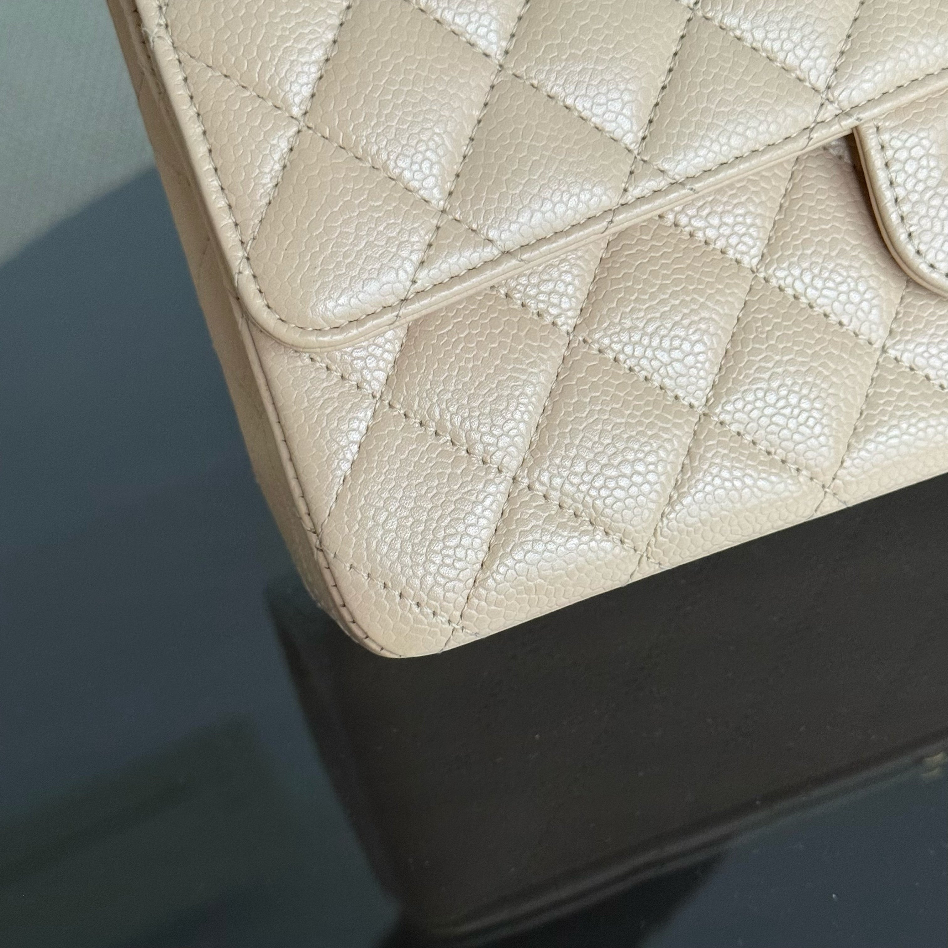 Chanel Classic Flap Medium - Caviar 25CM Quilted Beige Gold Hardware Series 15