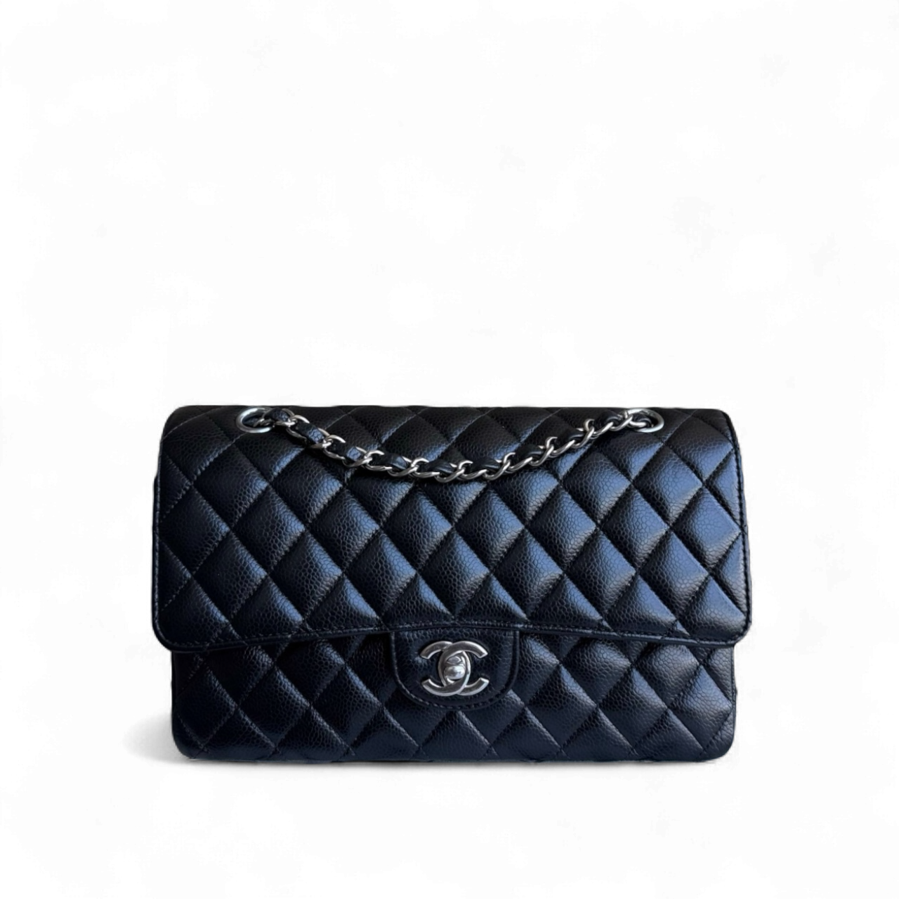 Chanel Classic Flap Medium - Caviar 25CM Quilted Grained Calfskin Black Silver Hardware Series 29