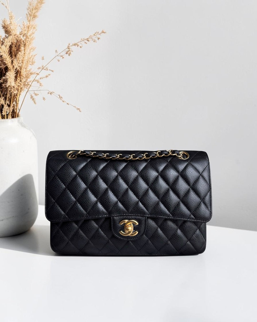 Chanel Classic Flap Medium - Caviar 25CM Quilted Grained Calfskin Black Gold Hardware