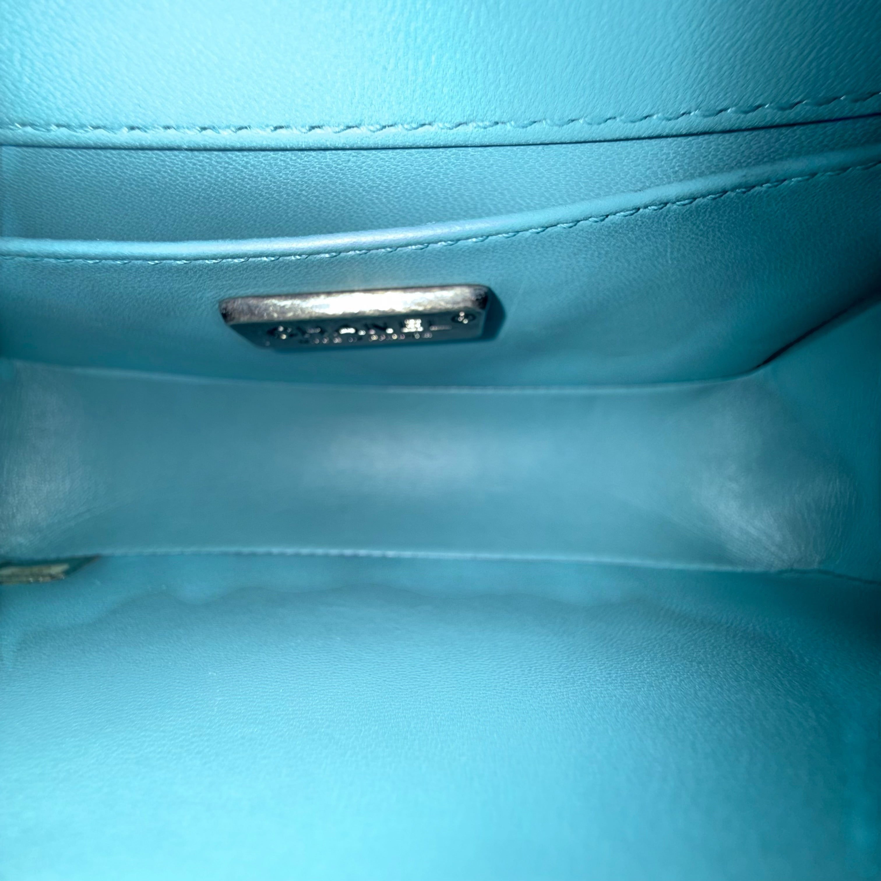 Chanel Boy Small - 20CM Stingray Tiffany Blue Silver Hardware Series 22