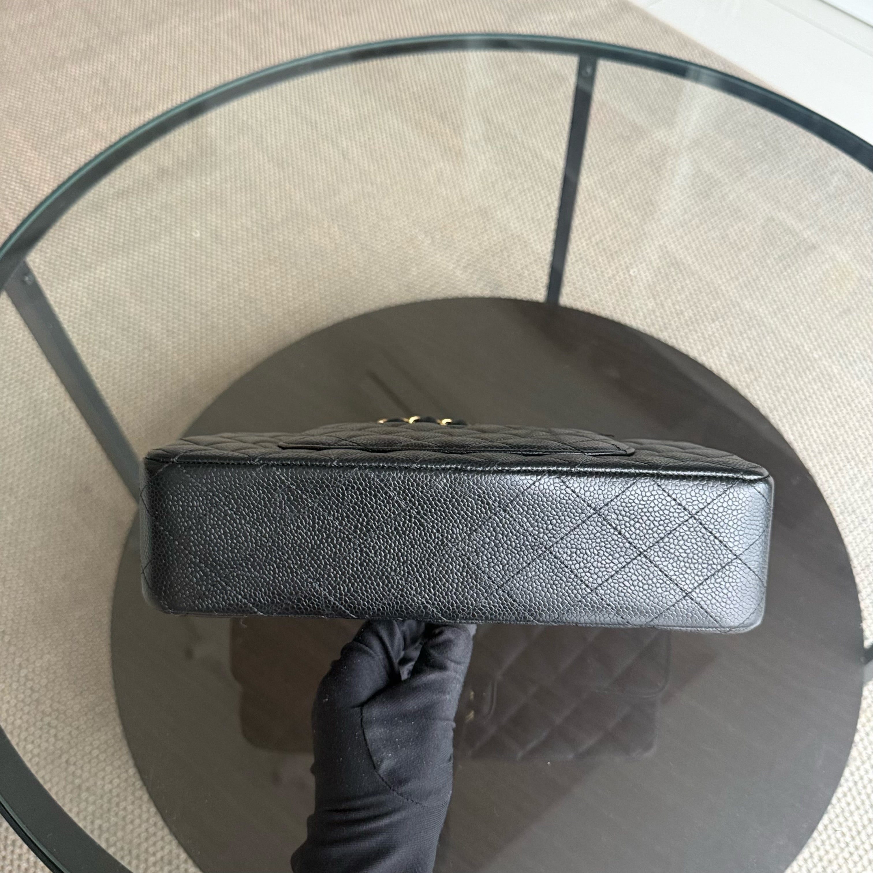 Chanel Classic Flap Medium - Caviar 25CM Quilted Grained Calfskin Black Gold Hardware Series 23