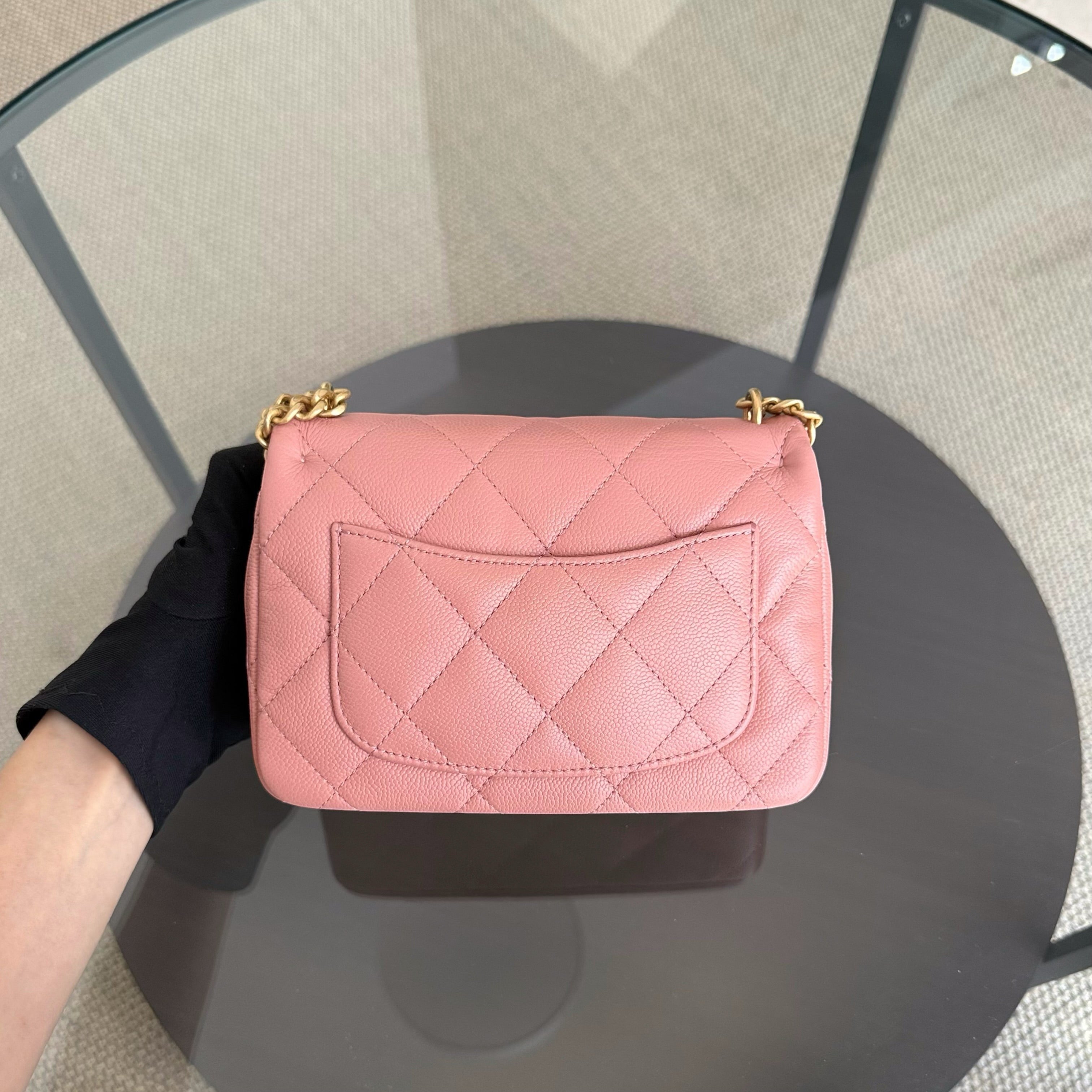 Chanel Flap Mini 21CM Sweetheart 23P - Caviar Quilted Pink Gold Hardware Microchip